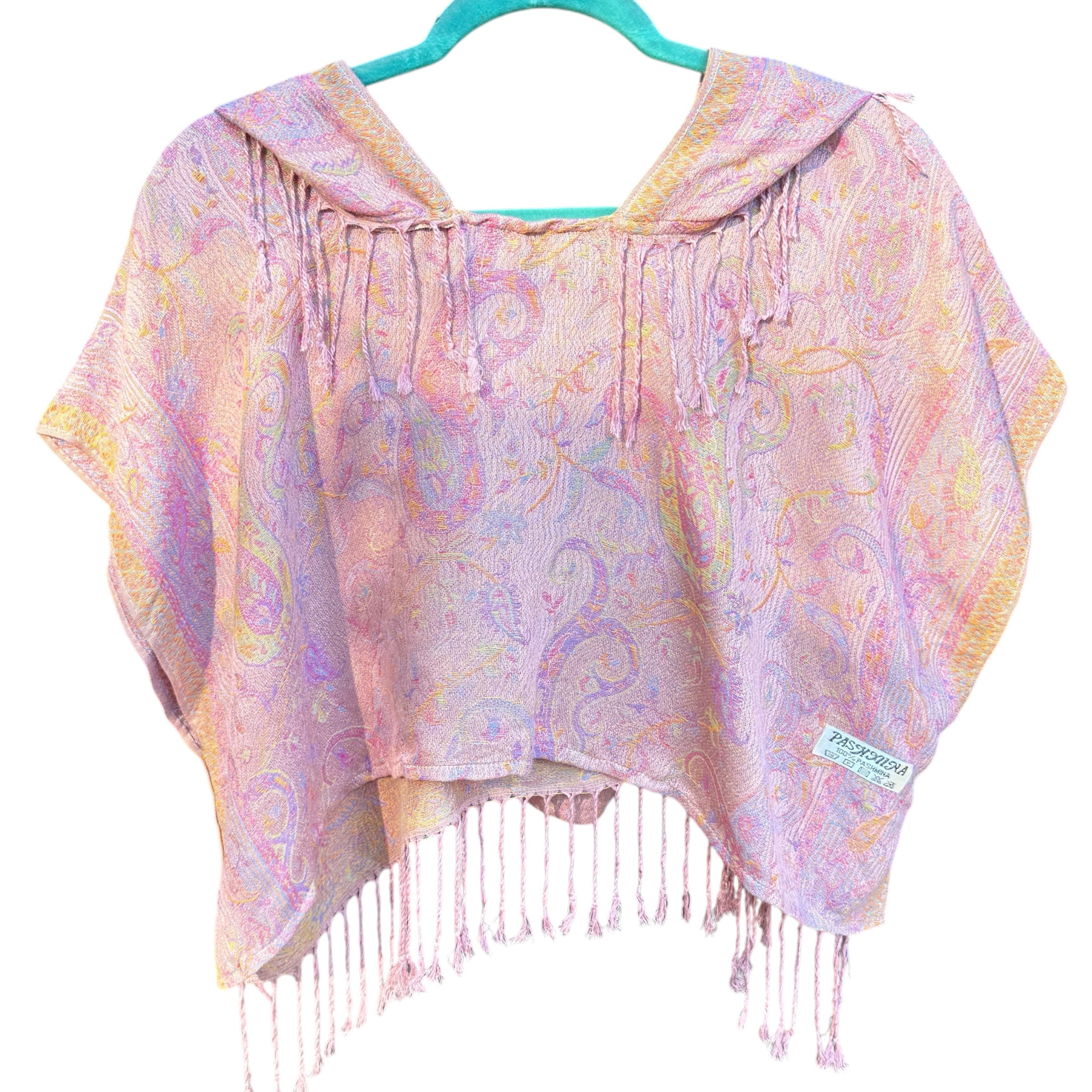 Pink Garden Pashmina Hooded Crop Top - Soft & Stylish Women's Fashion for Spring & Summer | Perfect for Casual Outings, Beach Trips & Date Nights
