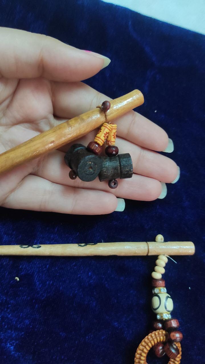 Sidhav Wooden Bun Hair Stick with Crystal Point - 2 Pack Gemstone Hair Sticks for Women & Girls - Perfect for Updos, Buns, and Bohemian Hairstyles
