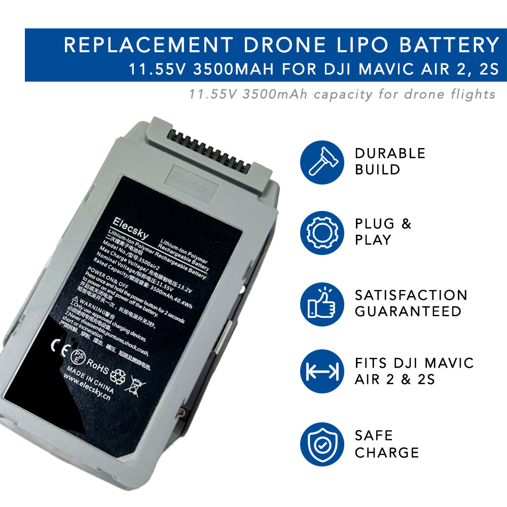DJI Mavic Air 2 & 2S Drone Battery 11.55V 3500mAh - High Capacity Replacement Battery for Extended Flight Time - Perfect for Aerial Photography, Travel & Outdoor Adventures