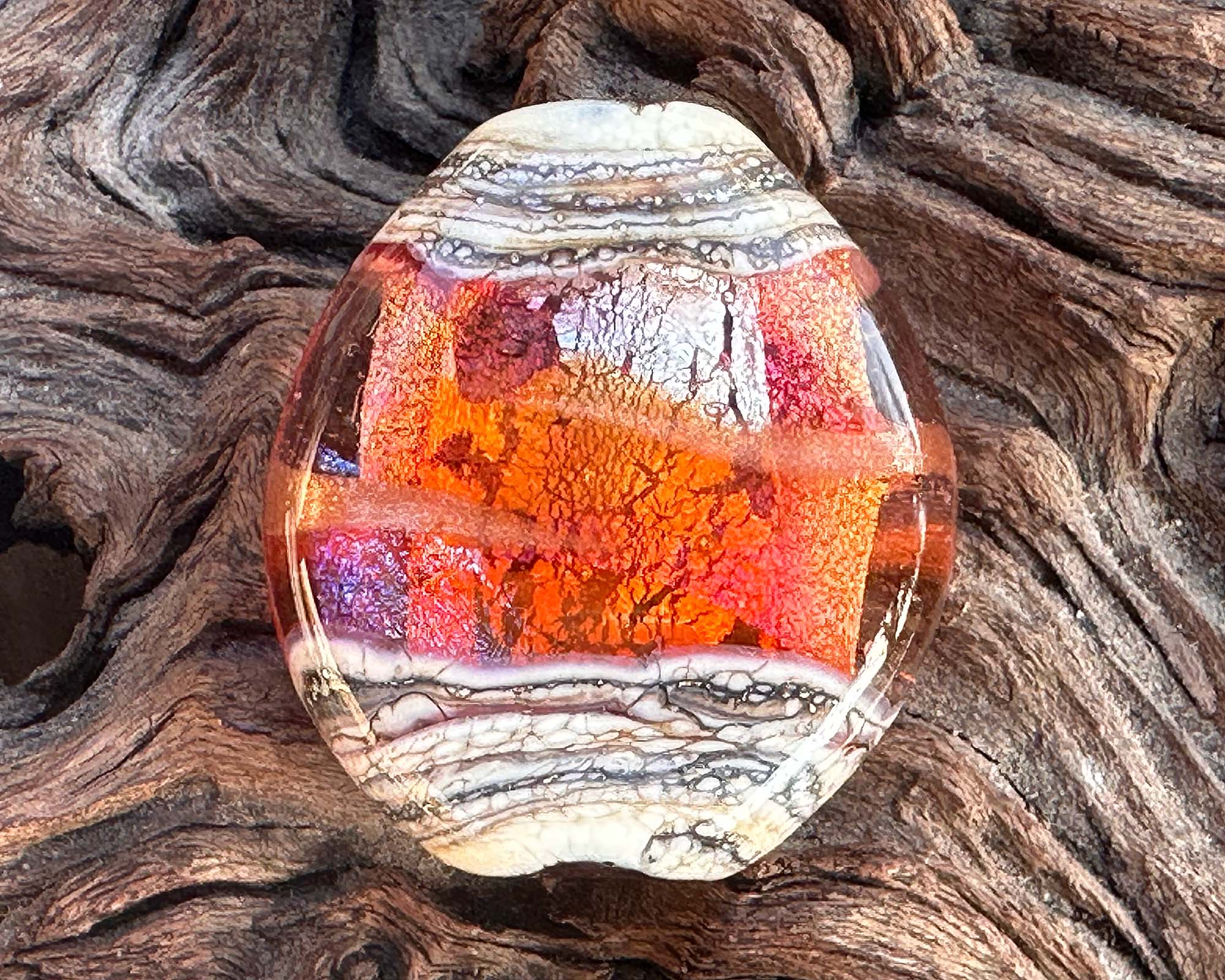 Orange Organic Lampwork Focal Bead SRA - Handmade Glass Beads for Jewelry Making, DIY Crafts & Beading Projects - Perfect for Necklaces, Bracelets & Earrings