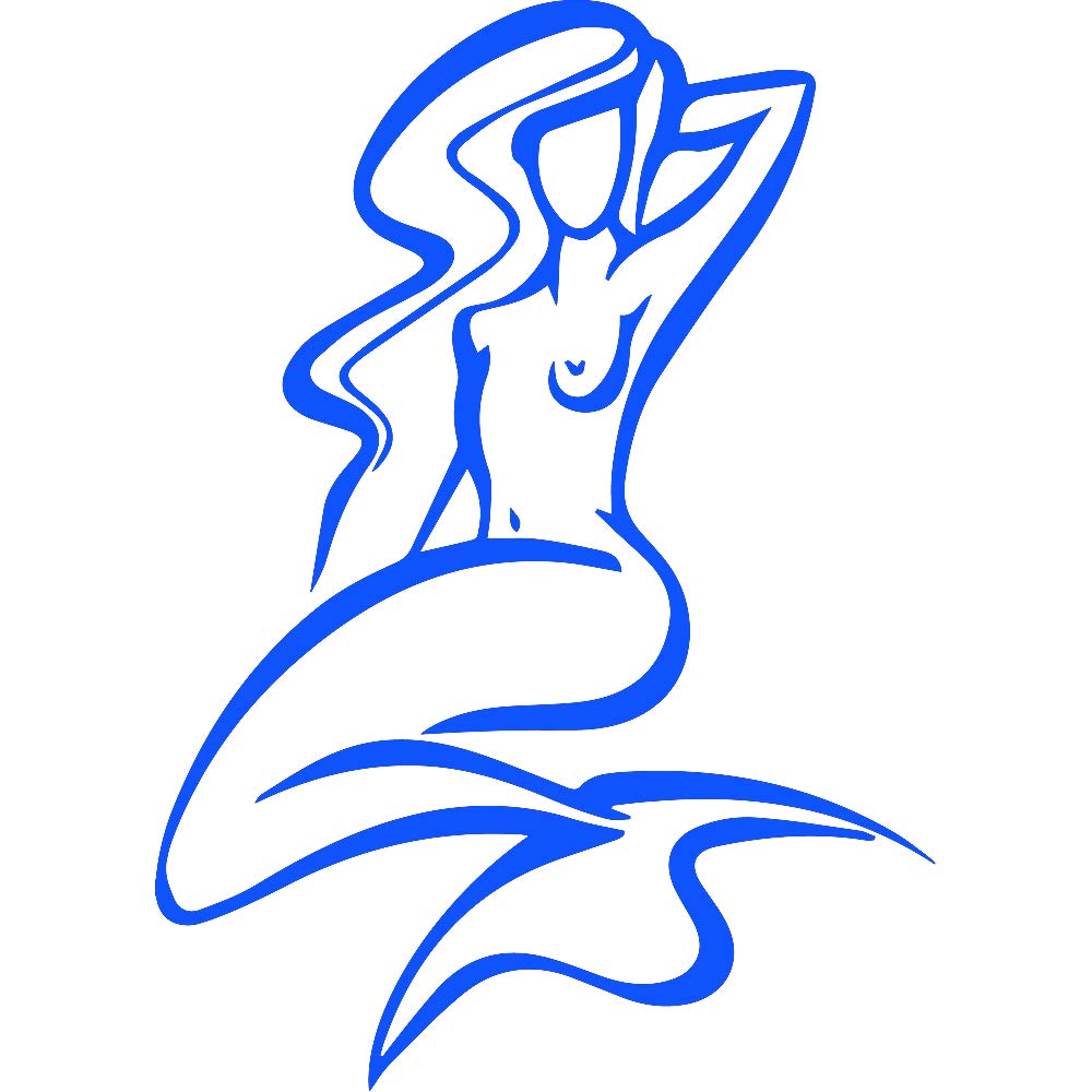 Premium Waterproof Vinyl Decal Stickers Set of 2 - Mermaid Design in Azure Blue for Laptop, Phone, Helmet, Car, Mug & Wall Decor | Durable Adhesive for Indoor & Outdoor Use