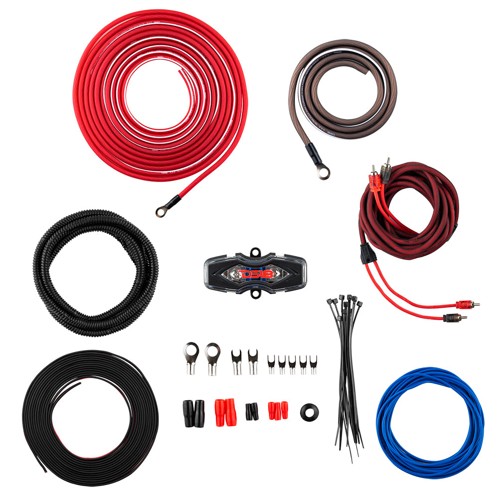 8 Gauge OFC 100% Pure Copper Amplifier Wiring Kit - High Performance Car Audio Power & Ground Wire with Terminals (RED) - Perfect for Car Stereo, Subwoofer, and Amplifier Installations