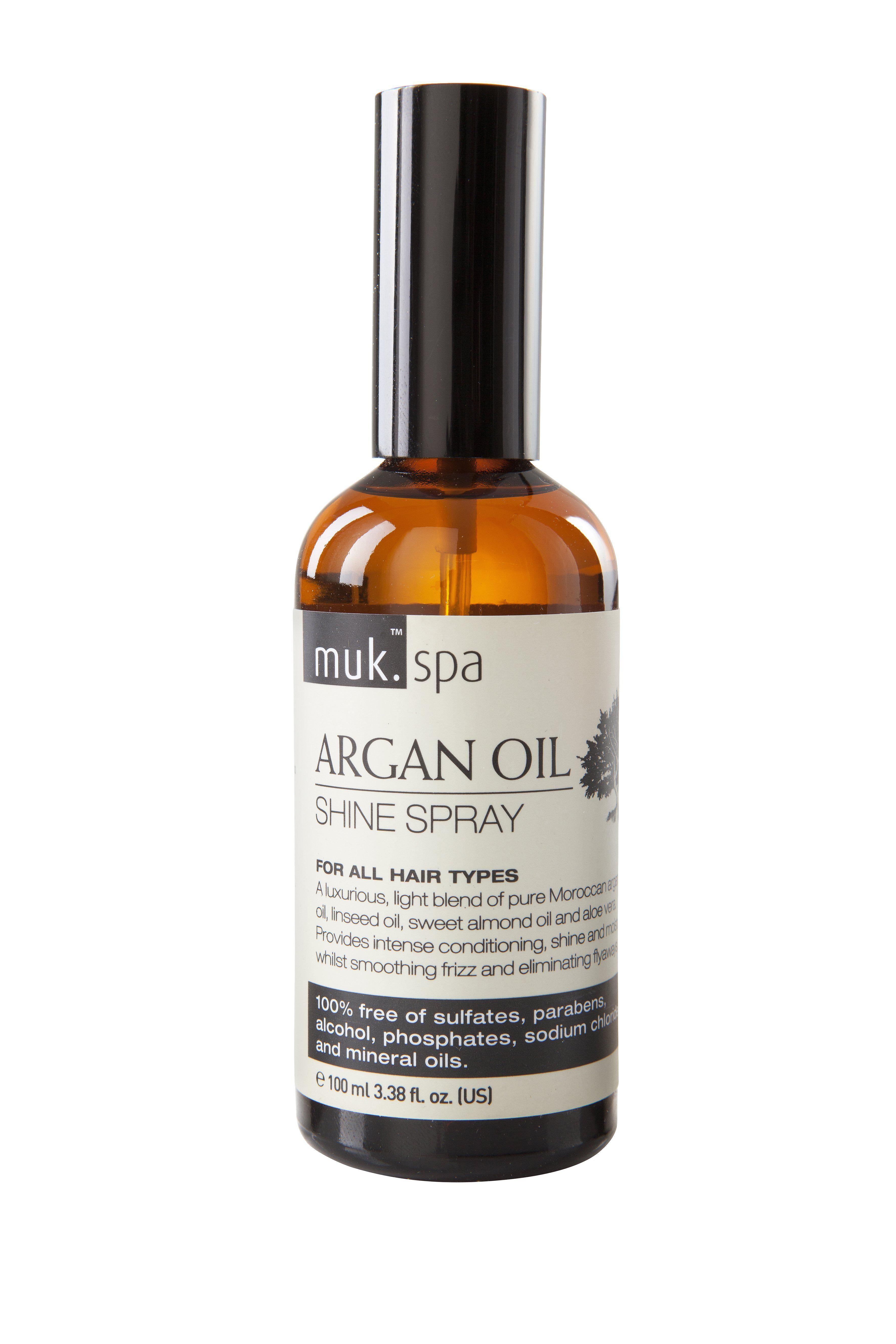 Professional Muk Spa Argan Oil Repair & Shine Spray 100ml - Hydrating Hair Treatment for Damaged Hair, Frizz Control & Glossy Finish - Perfect for Daily Use, Salon Styling & Special Occasions