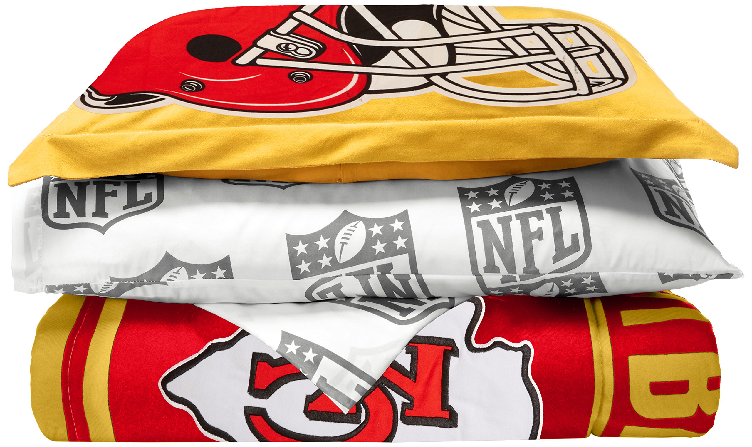 NFL Team Logo Soft & Cozy 5-Piece Twin Size Bed in a Bag Set - Complete Bedding Set for Fans, Perfect for Dorm Rooms, Kids' Bedrooms & Game Day Decor
