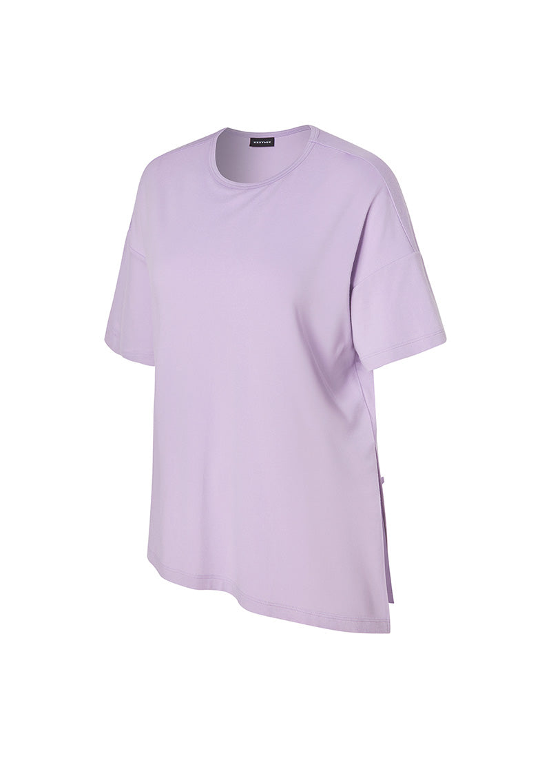 Smooth Unbalanced Slit Short Sleeve T-Shirt for Women - Trendy Casual Summer Top for Outings & Streetwear Fashion