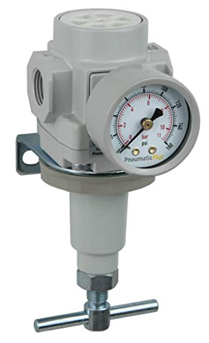 PneumaticPlus SAR Series T-Handle Air Pressure Regulator with Gauge - 3/4