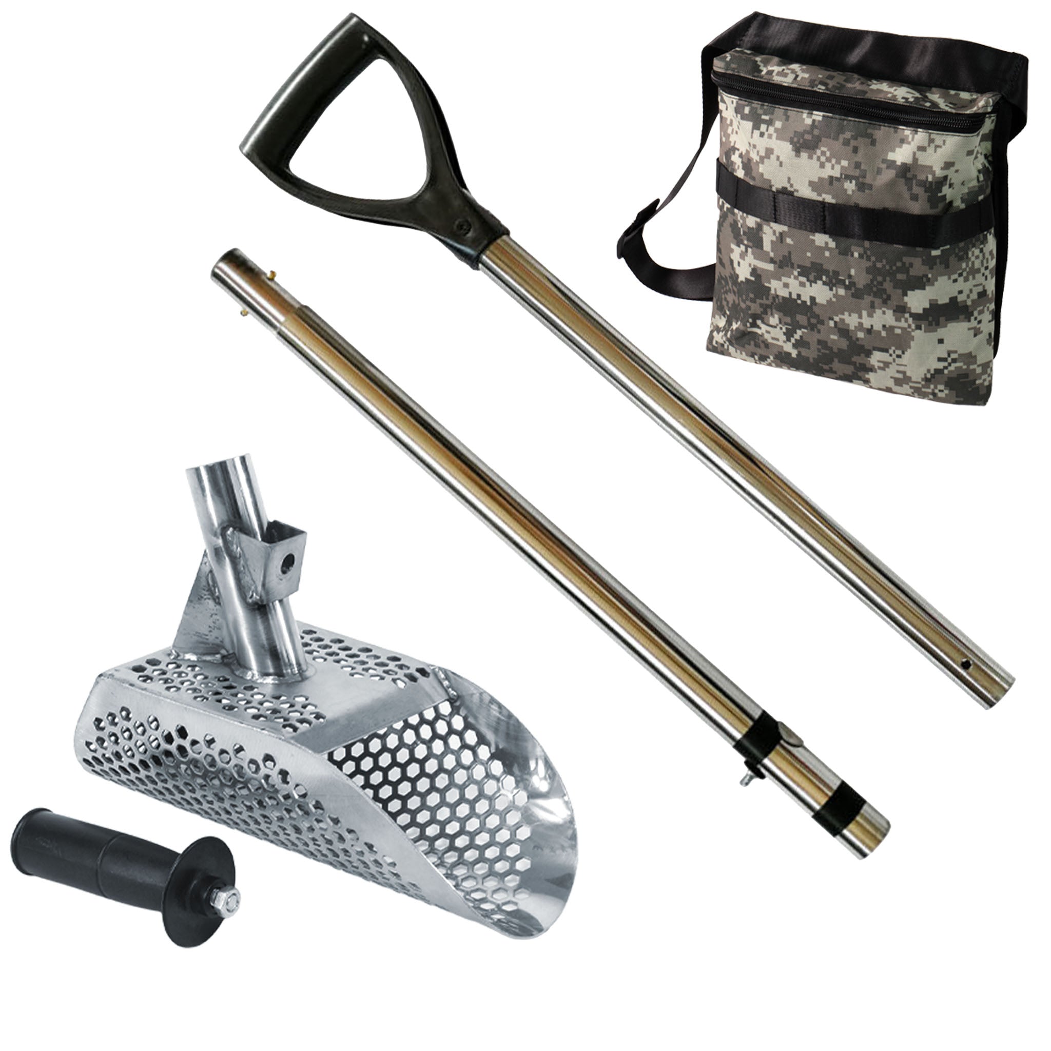 Poseidon 10 x 5 Stainless Steel Sand Scoop with Hexagon Holes for Metal Detecting - Perfect for Beach Treasure Hunting and Gold Prospecting