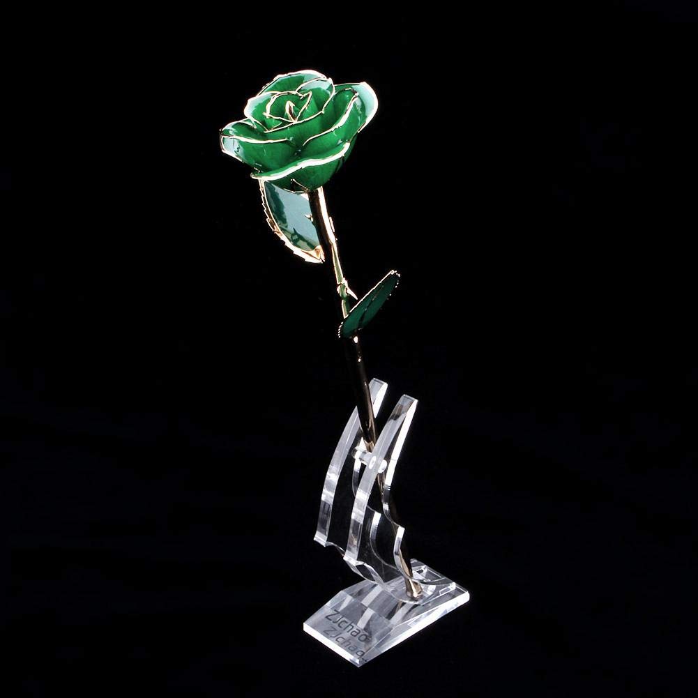24K Gold Acrylic Rose Display Stand - Long Stem Rose Holder for Home Decor, Wedding Centerpiece, Gift Box Present - Perfect for Christmas, New Year, Valentine's Day & Anniversary Gifts