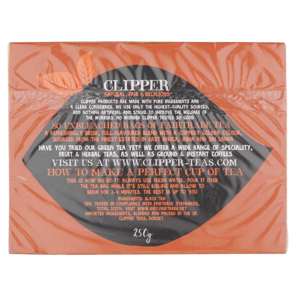 Fairtrade Everyday Tea - 80 Tea Bags | Organic & Ethical Clipper Tea for Daily Brewing | Perfect for Home, Office & Travel