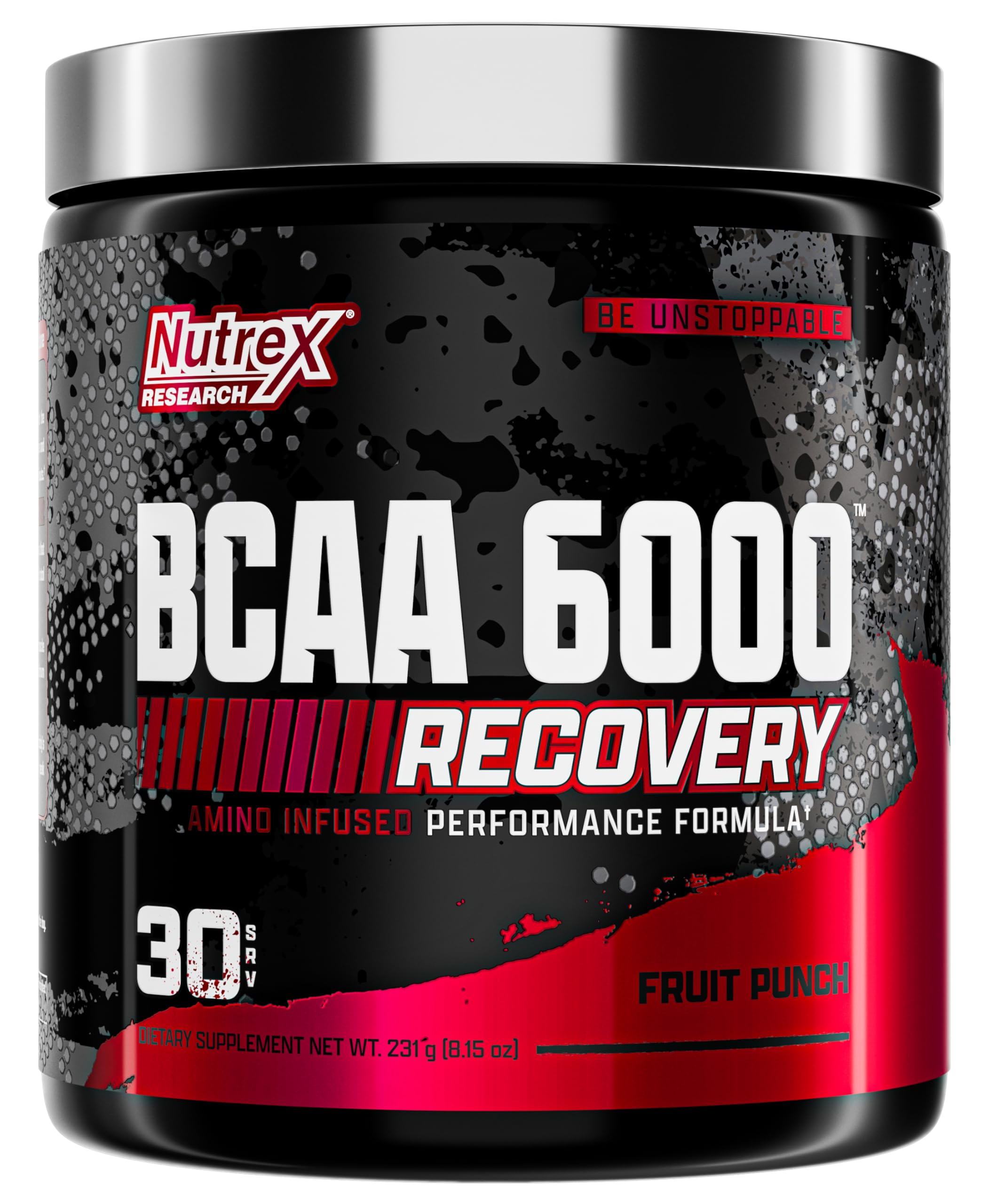 Nutrex Research BCAA Powder 6000 - 6g Branched Chain Amino Acids Supplement for Muscle Recovery & Growth - Post Workout Energy Drink with Essential Amino Acids (Fruit Punch, 30 Servings) - Ideal for Gym Training, Bodybuilding & Fitness Enthusiasts
