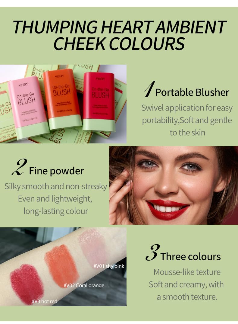 Multi-Use Makeup Blush Stick | Cream Blush & Tinted Moisturizer for Cheeks, Eyes & Lips | Waterproof Natural Nude Makeup | All Skin Types | #1 Shy Pink | Perfect for Everyday Wear & On-The-Go Touch Ups