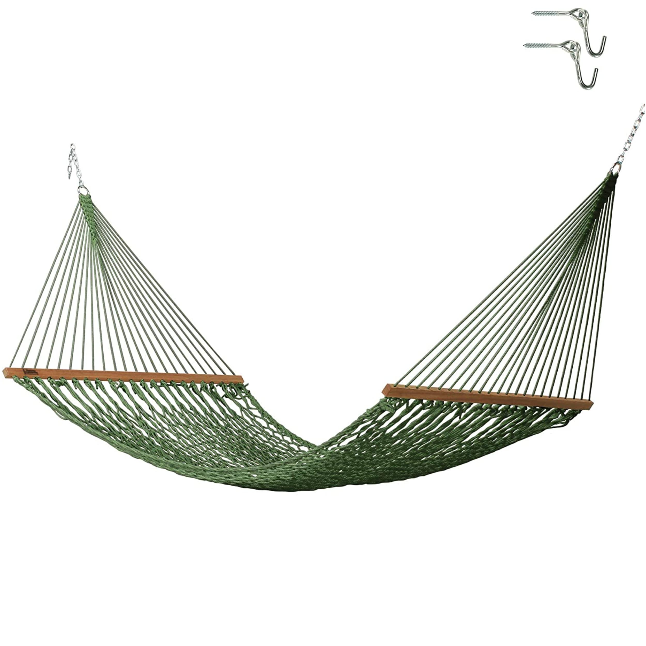 Premium Handcrafted Hatteras DC-13MDW Large Meadow Duracord Rope Hammock - 450 LB Capacity for 2 People - Free Extension Chains & Tree Hooks - 13ft x 55in - Made in USA - Perfect for Backyard, Patio, Camping & Beach Relaxation