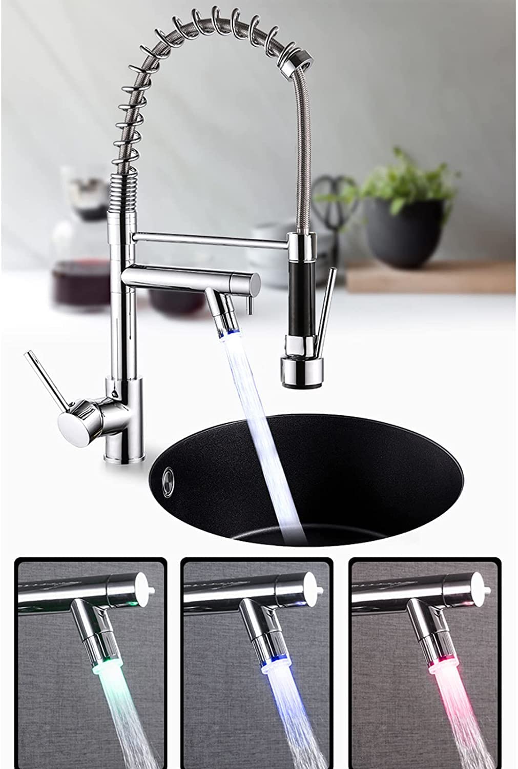 Commercial Pull Down Kitchen Faucet with Removable Sprayer - Chrome Plated Brass Spring Loaded Sink Faucet for Hot & Cold Water - Perfect for Restaurants, Home Kitchens & Heavy Duty Use