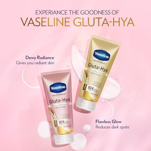 Vaseline Gluta-Hya Dewy Radiance Serum-In-Lotion 200ml - GlutaGlow Boosted Hydrating Face Moisturizer for Dry Skin - Perfect for Night Routine & Daily Skincare Regimen