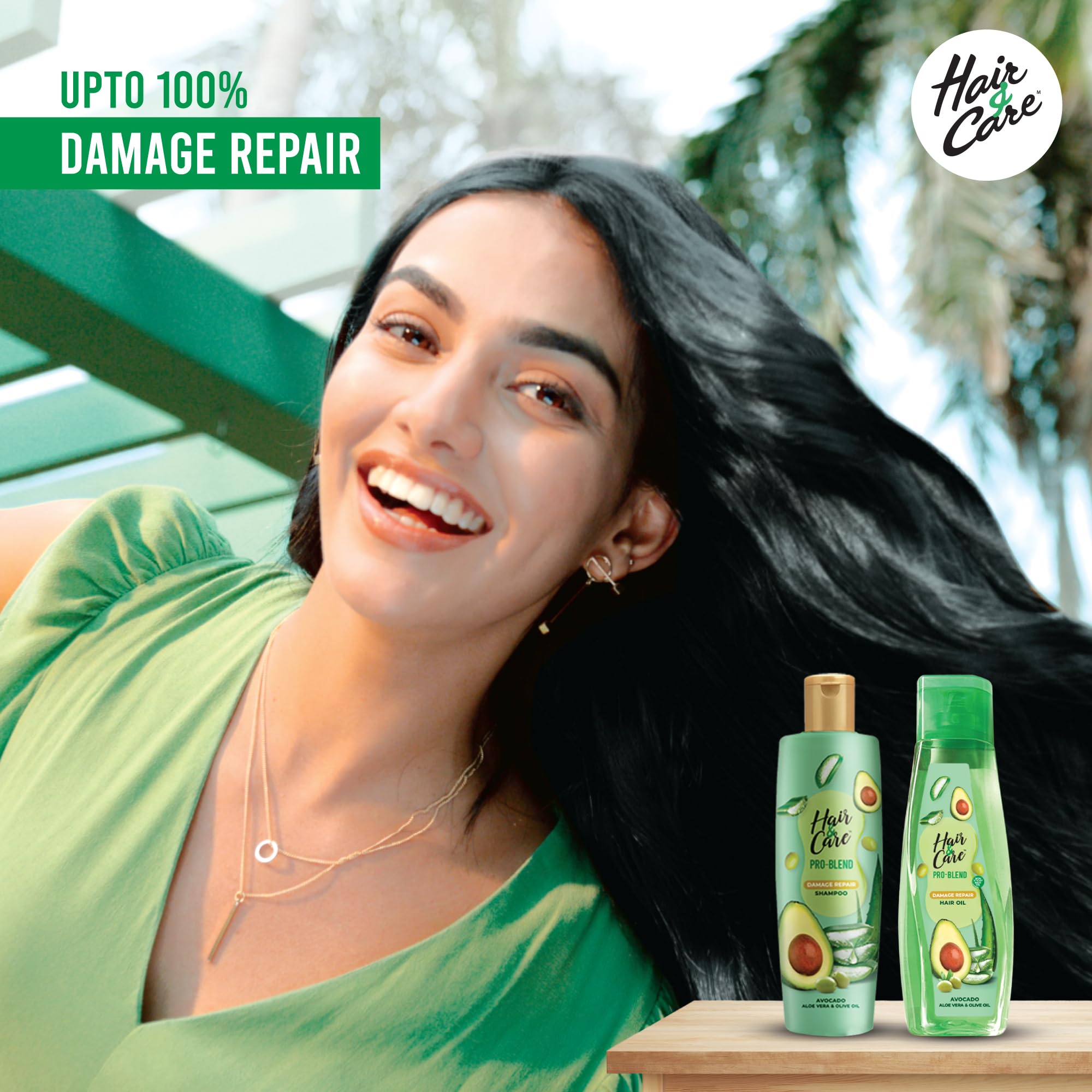 Hair & Care Pro Blend Damage Repair Shampoo + Oil Combo (300ml+300ml) with Avocado, Aloe Vera & Olive Oil - Deep Nourishing Treatment for Dry, Damaged Hair - Perfect for Daily Hair Care & Salon-Quality Results at Home