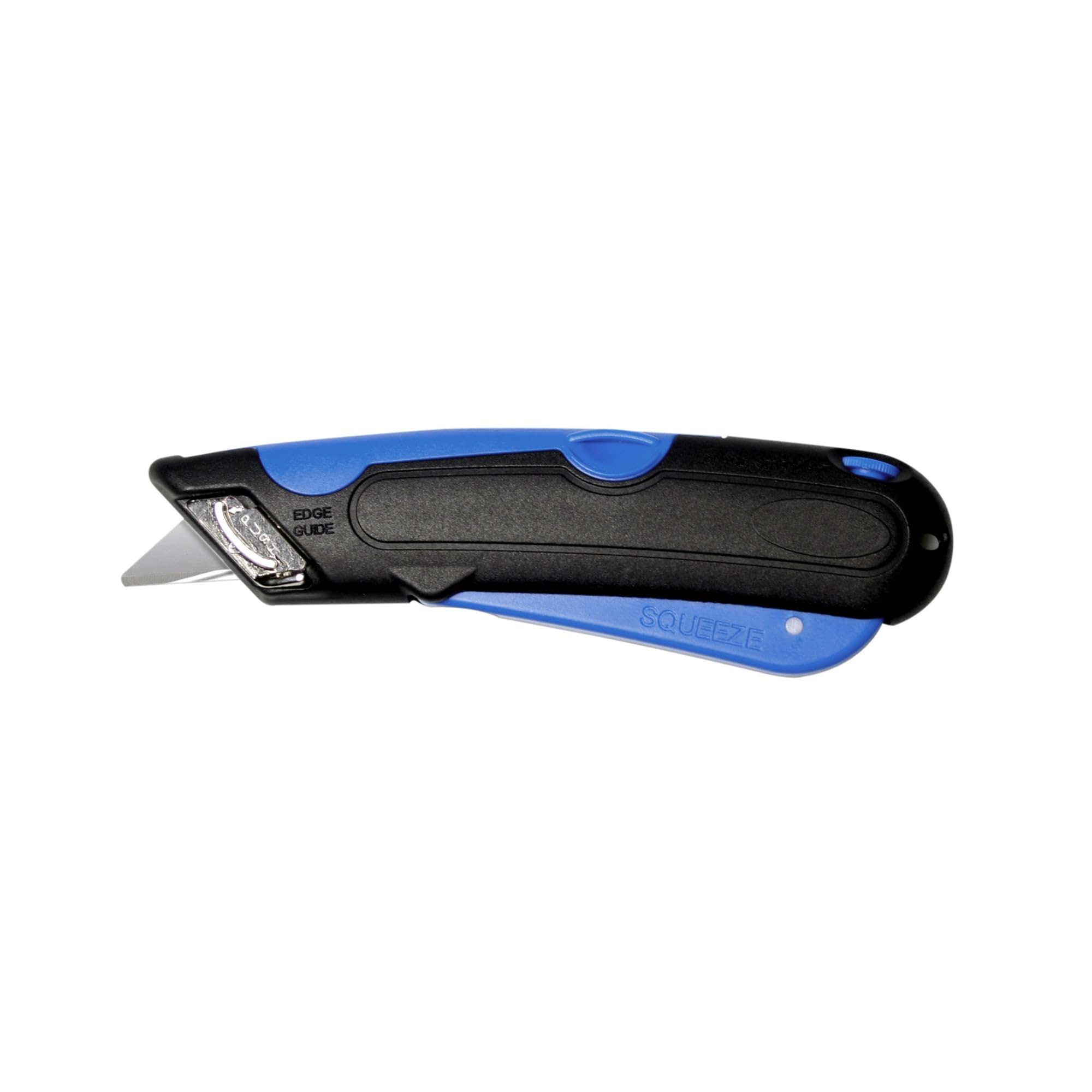 COSCO 091508 Self-Retracting Safety Utility Knife with Replaceable Blade - Black/Blue - Ideal for Packaging, Crafting & Office Use