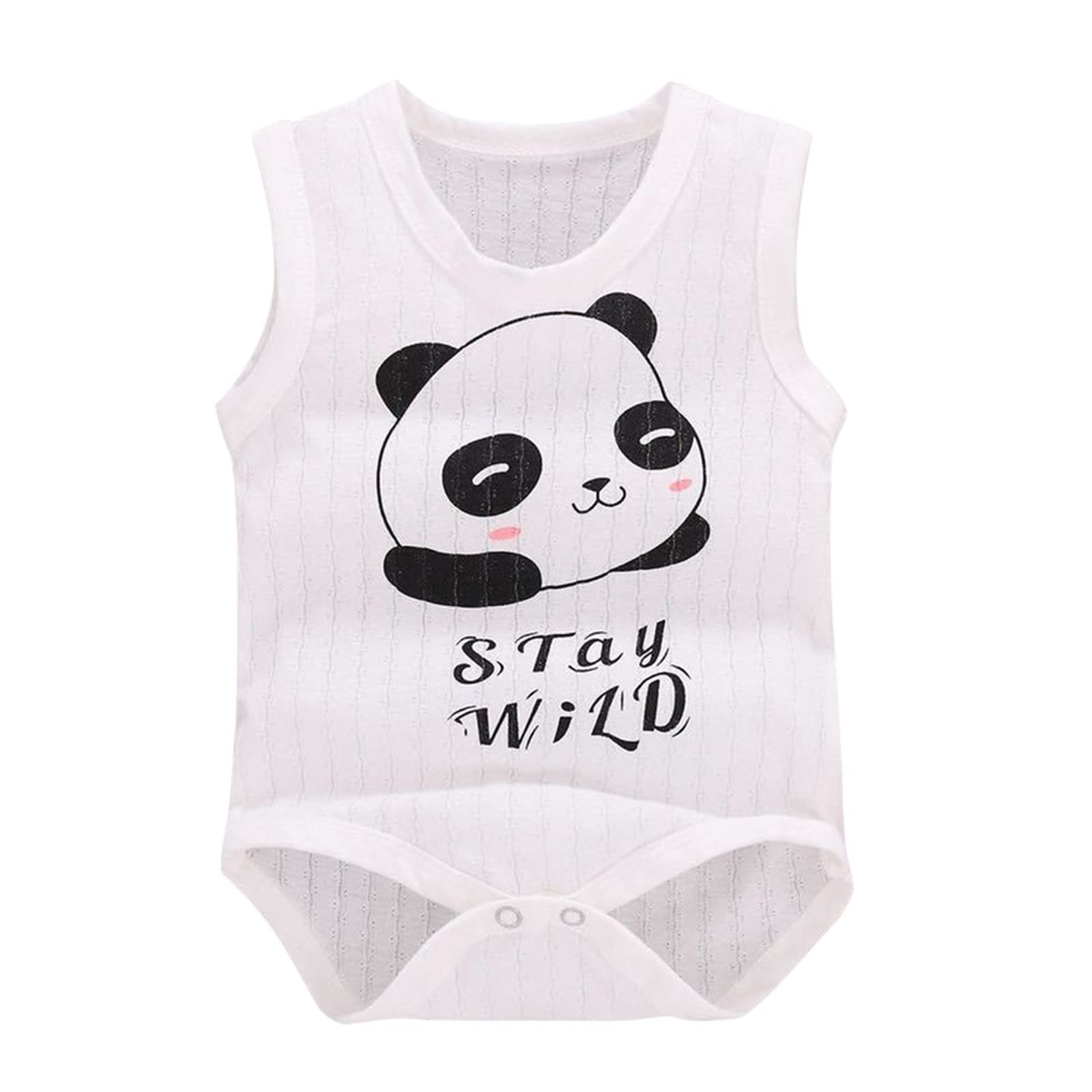Newborn Infant Baby Boys Girls Sleeveless Bodysuit - Cute Letter & Cartoon Print Romper - Summer Outfit for 0-9 Months - Perfect for Playtime, Photo Shoots & Family Outings