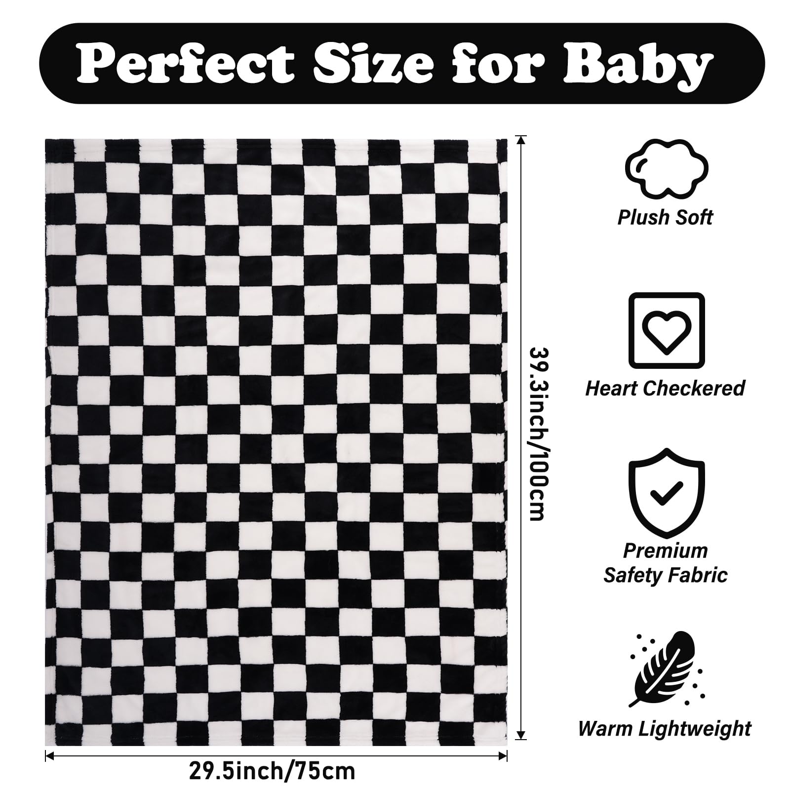 Soft Plush Checkered Baby Blanket - 30