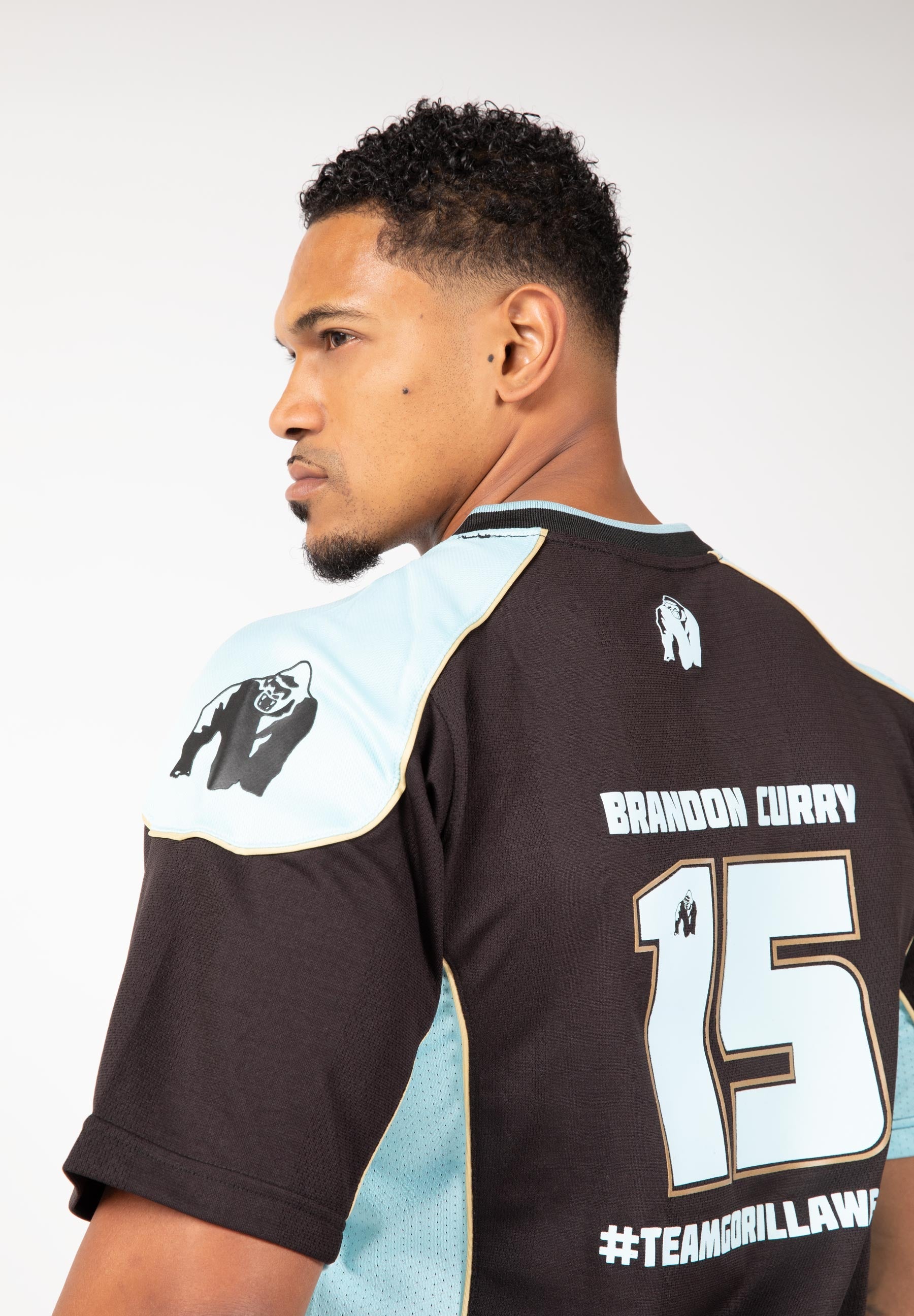 Brandon Curry Athlete Shirt 2.0 - Performance Workout & Gym T-Shirt for Men in Black & Light Blue | Ideal for Bodybuilding, Weightlifting & Fitness Training