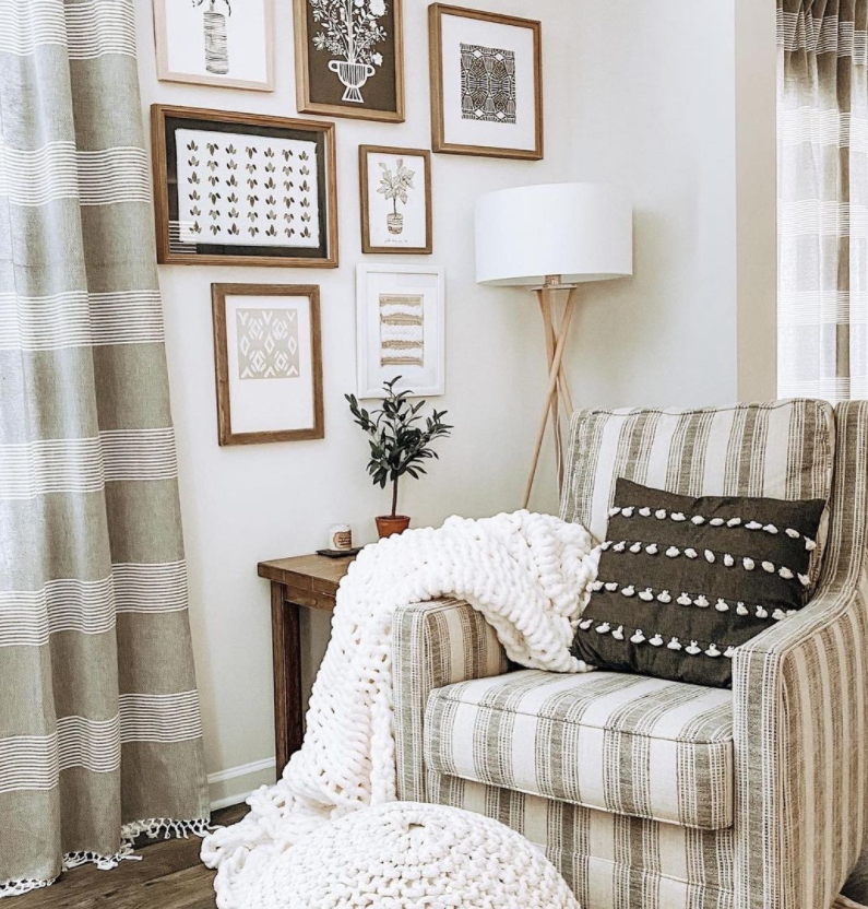 Tucker Stripe Yarn Dyed Knotted Tassel Window Curtain Panel Set - Elegant Blackout Drapes for Living Room & Bedroom Decor