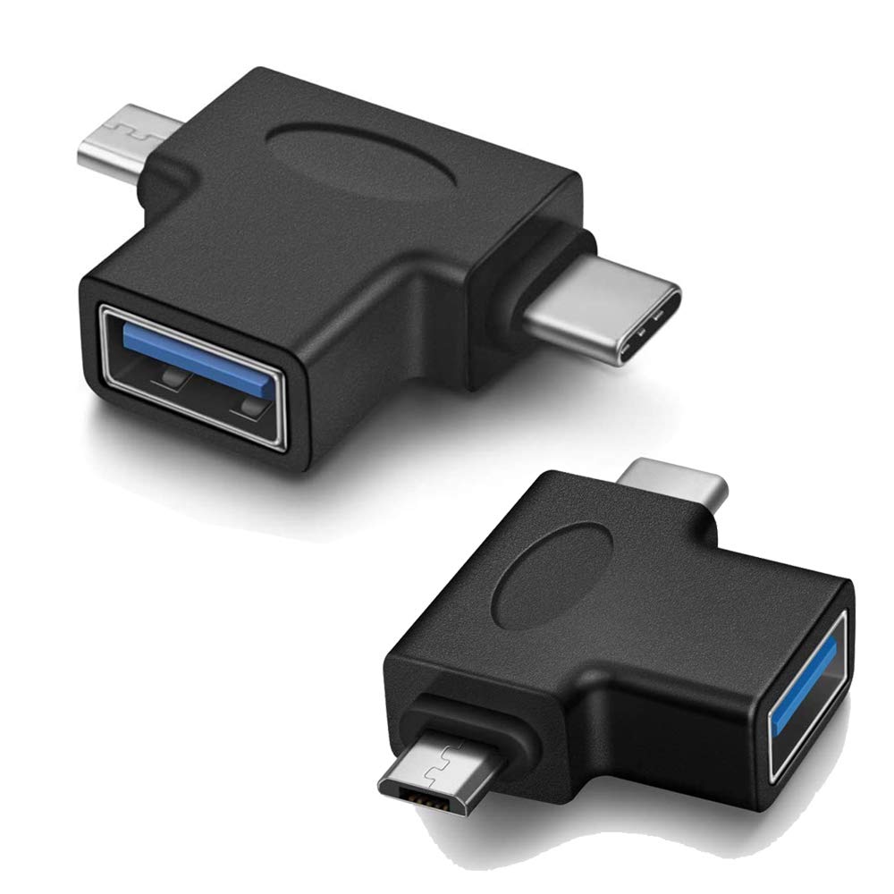 VMOJO 2-in-1 OTG Converter - USB 3.0 to Micro USB & Type C Adapter - Dual USB 3.0 Female to Micro USB Male & USB-C Male Connector (2 Pack) - Perfect for Smartphones, Tablets & Data Transfer