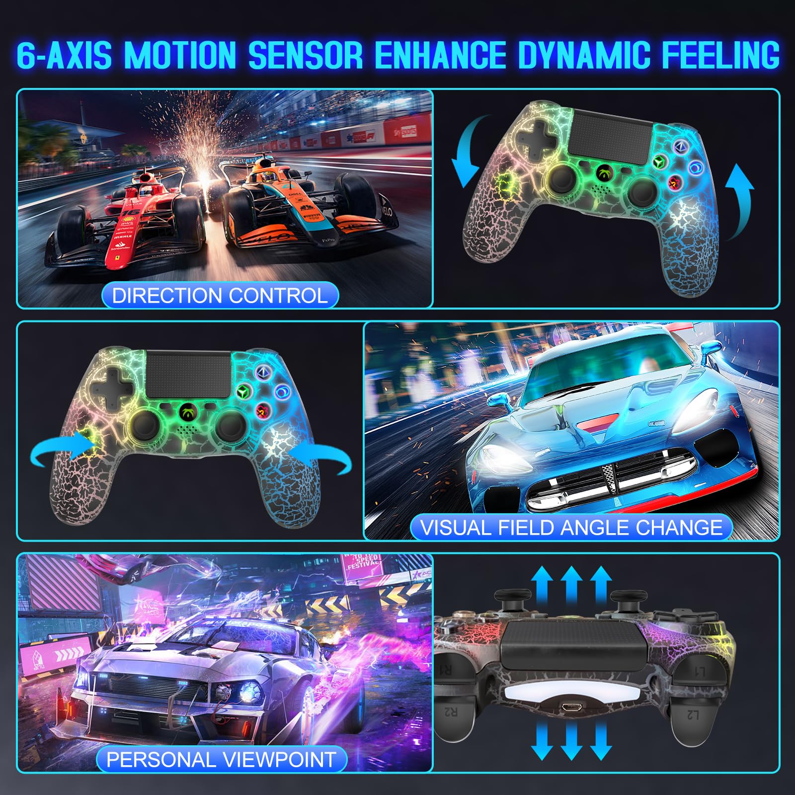 DYONDER Wireless PS4 Controller - Dual Vibration, 6-Axis Motion Sensor, Audio Function - Compatible with PS4/PC/iOS (Black) | Perfect for Gaming, Streaming & Multiplayer Sessions