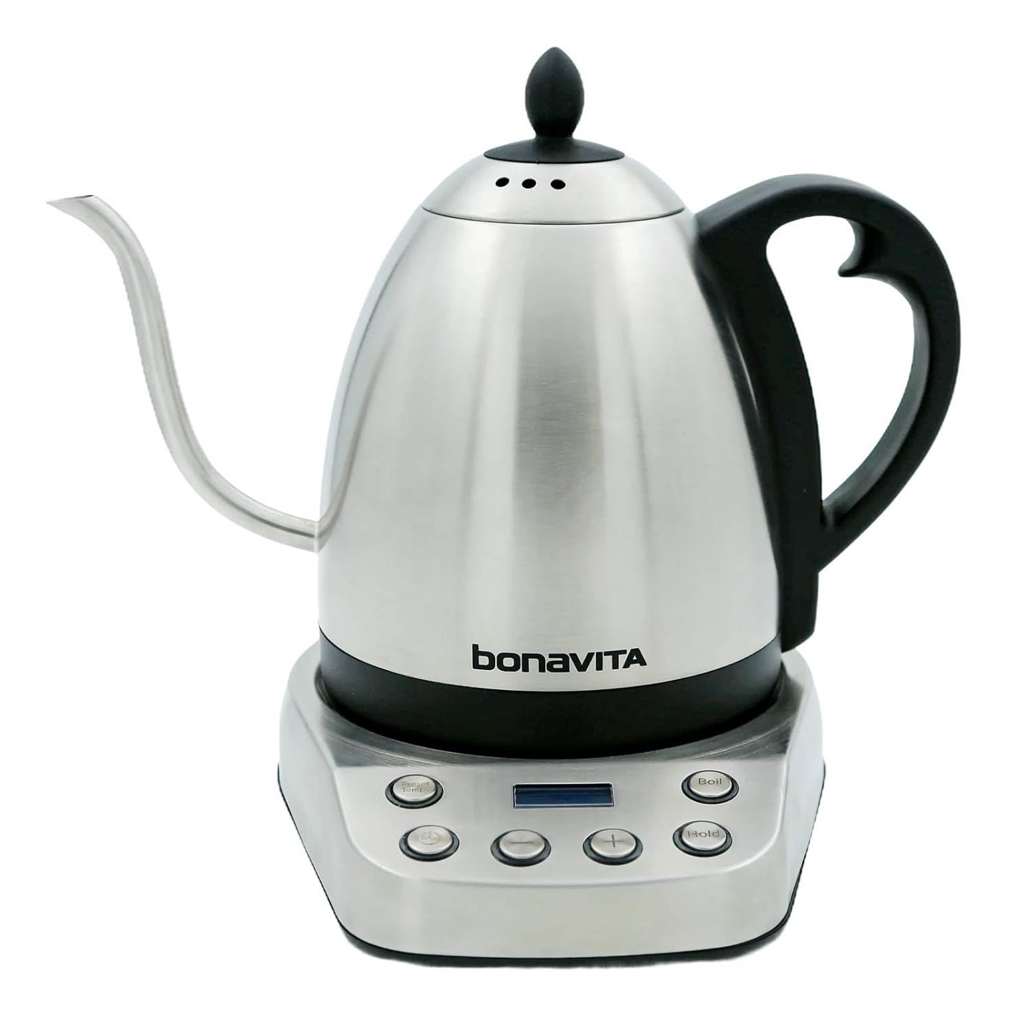 Bonavita Gooseneck Electric Kettle - 1L Stainless Steel Water Boiler with Digital Temperature Control & 6 Presets | Perfect for Pour-Over Coffee, Tea, French Press & Home Brewing | Fast Heating & Precise Pouring for Coffee Shops, Cafés & Kitchen Use
