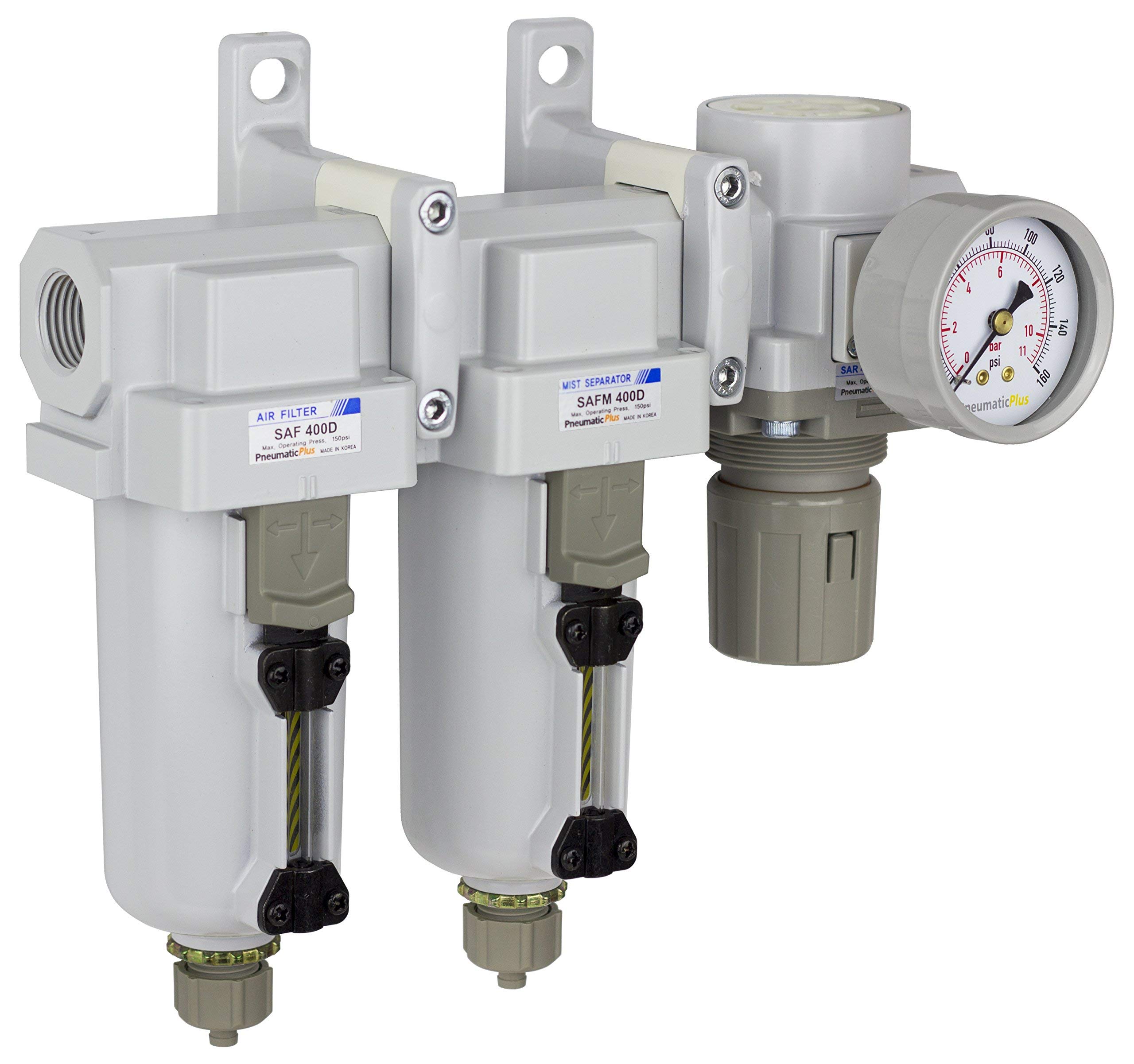 PneumaticPlus SAU430-N04G-MEP 3-Stage Compressed Air Filter Dryer System with 1/2