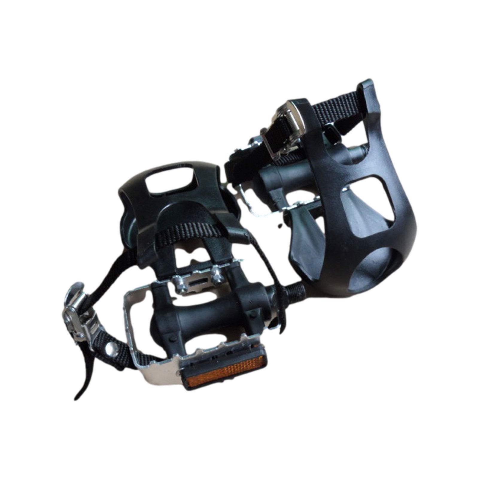 1 Pair Bike Pedals with Toe Clips & Cage - Universal Road & Mountain Bike Pedal Accessories for Cycling, Commuting & Fitness Training