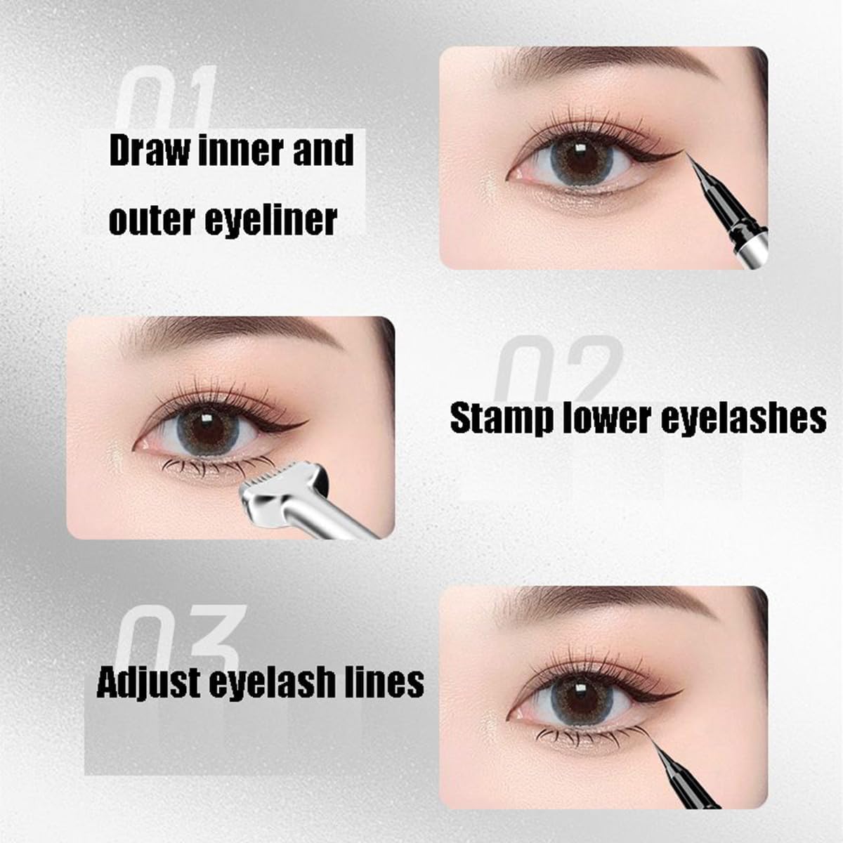 2-in-1 Waterproof Eyeliner & Lower Lash Stamp Kit - Black Ink Eyeliner Stamp for Perfect Lower Lashes | Smudge-Proof Eye Makeup Tool for Everyday & Party Looks