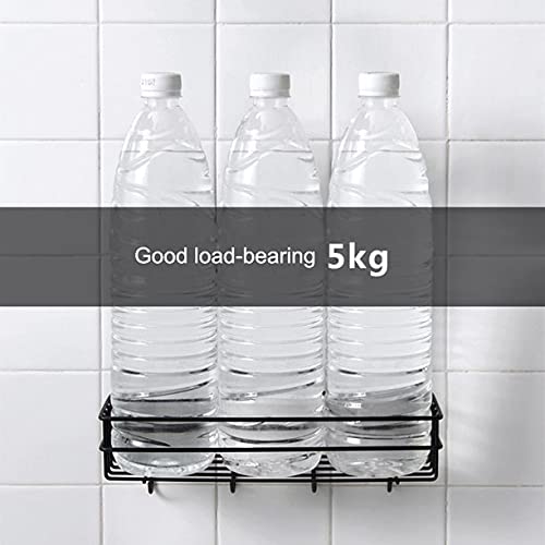 ZIVIK Shampoo Holder - 4 Hook Wall Mounted Bathroom Shelf, No Drill Floating Metal Shower Organizer for Toiletries Storage | Perfect for Small Bathroom, Kitchen & Shower Organization