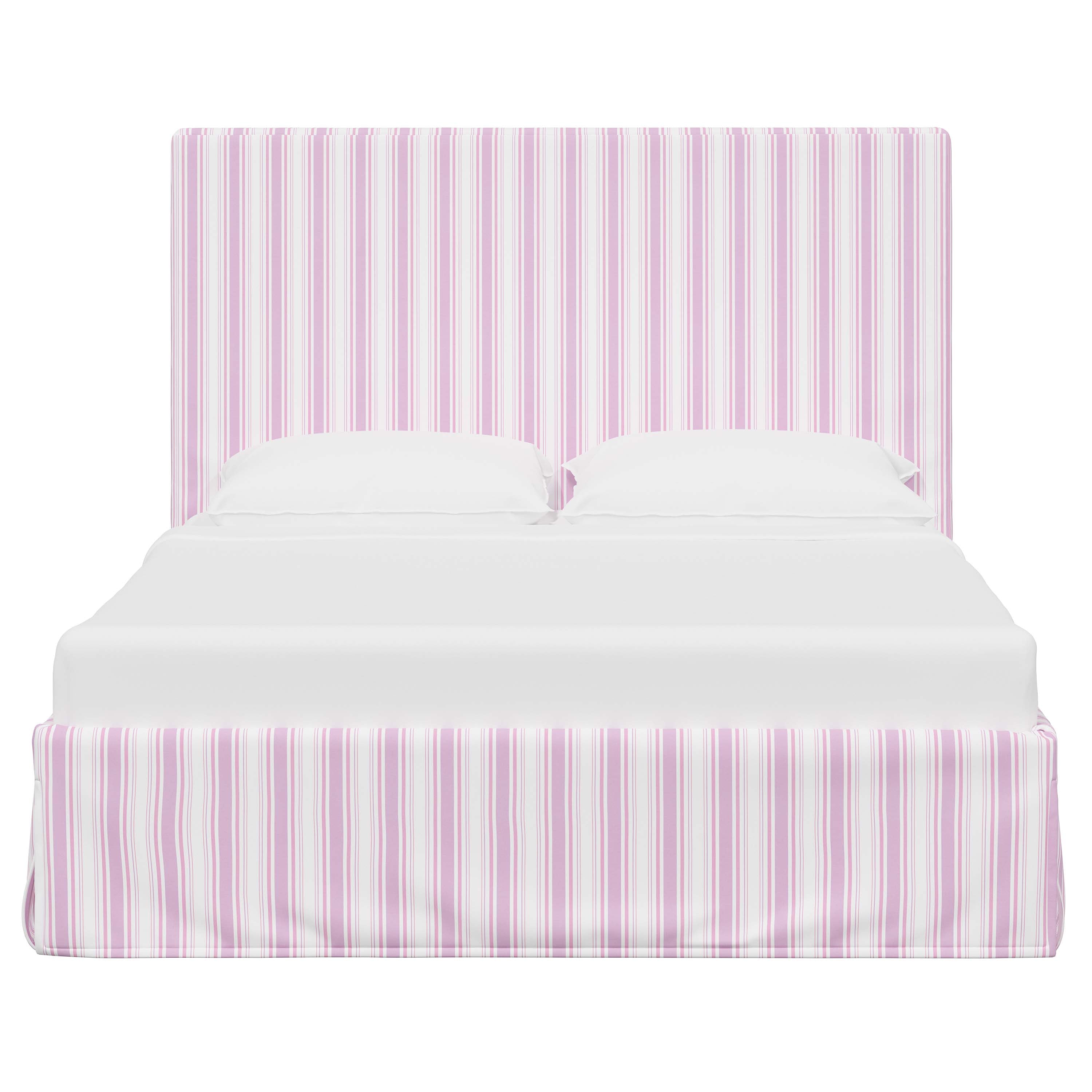 Violet Slipcovered Bed - Soft Washable Fabric Upholstered Queen Size Bed Frame with Headboard - Perfect for Modern Bedrooms, Guest Rooms & Cozy Home Decor