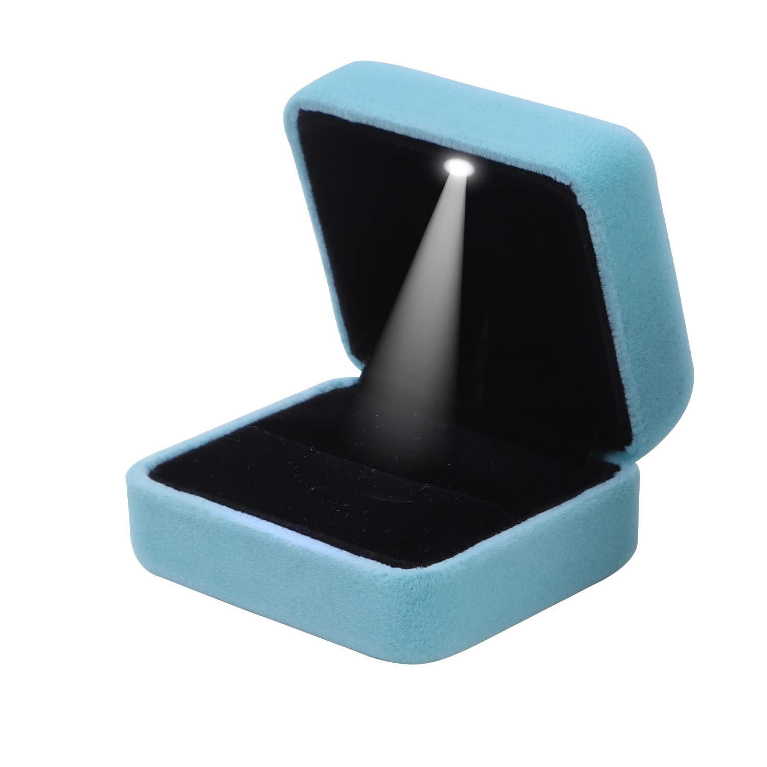 GBYAN Velvet Ring Box with LED Light - Jewelry Display Gift Box for Proposal, Engagement, Wedding - Perfect for Romantic Surprises & Wedding Proposals