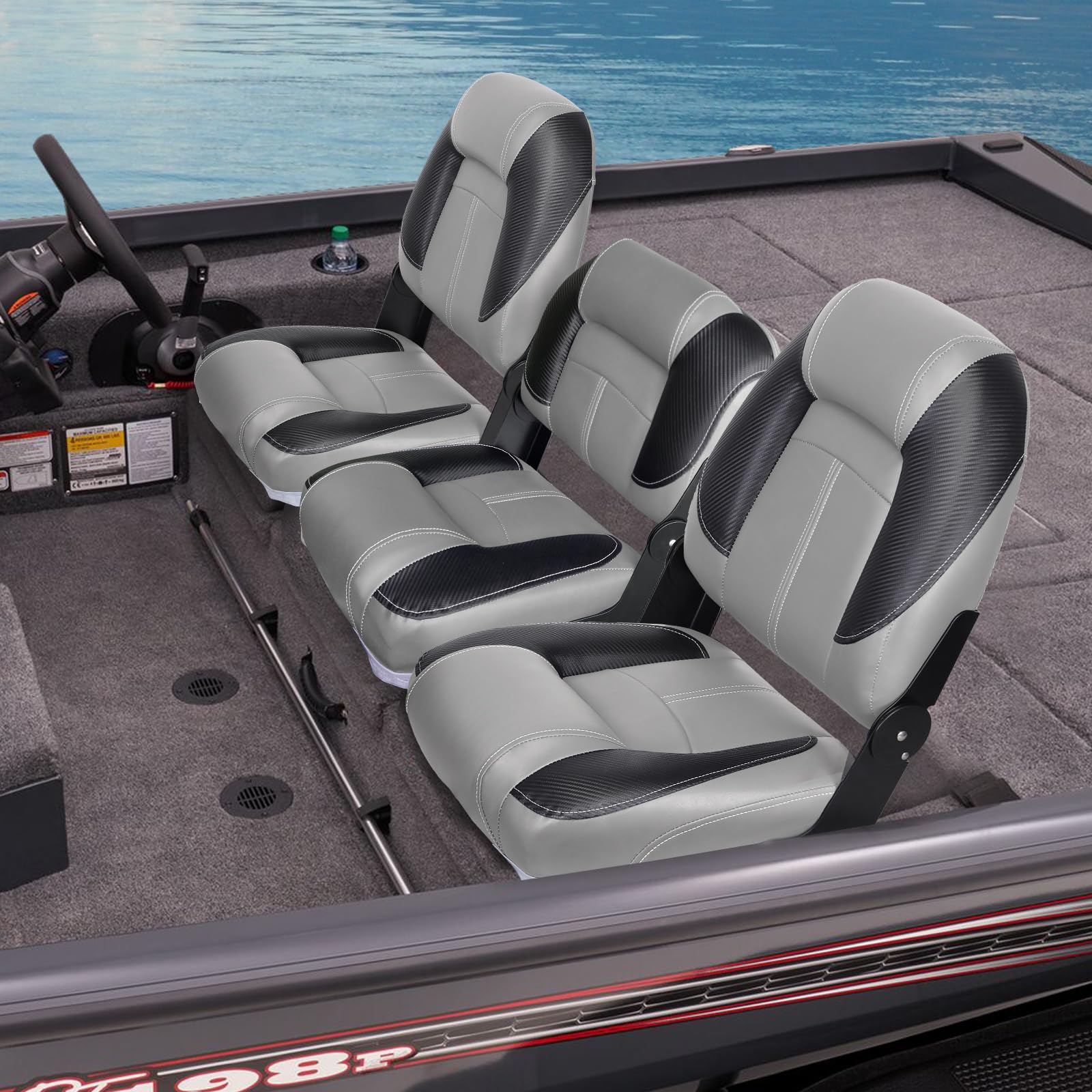 Leader Accessories Bass Boat Seats - Premium Folding Fishing Boat Seats for Comfort & Durability | Perfect for Bass Fishing, Pontoon Boats & Marine Use