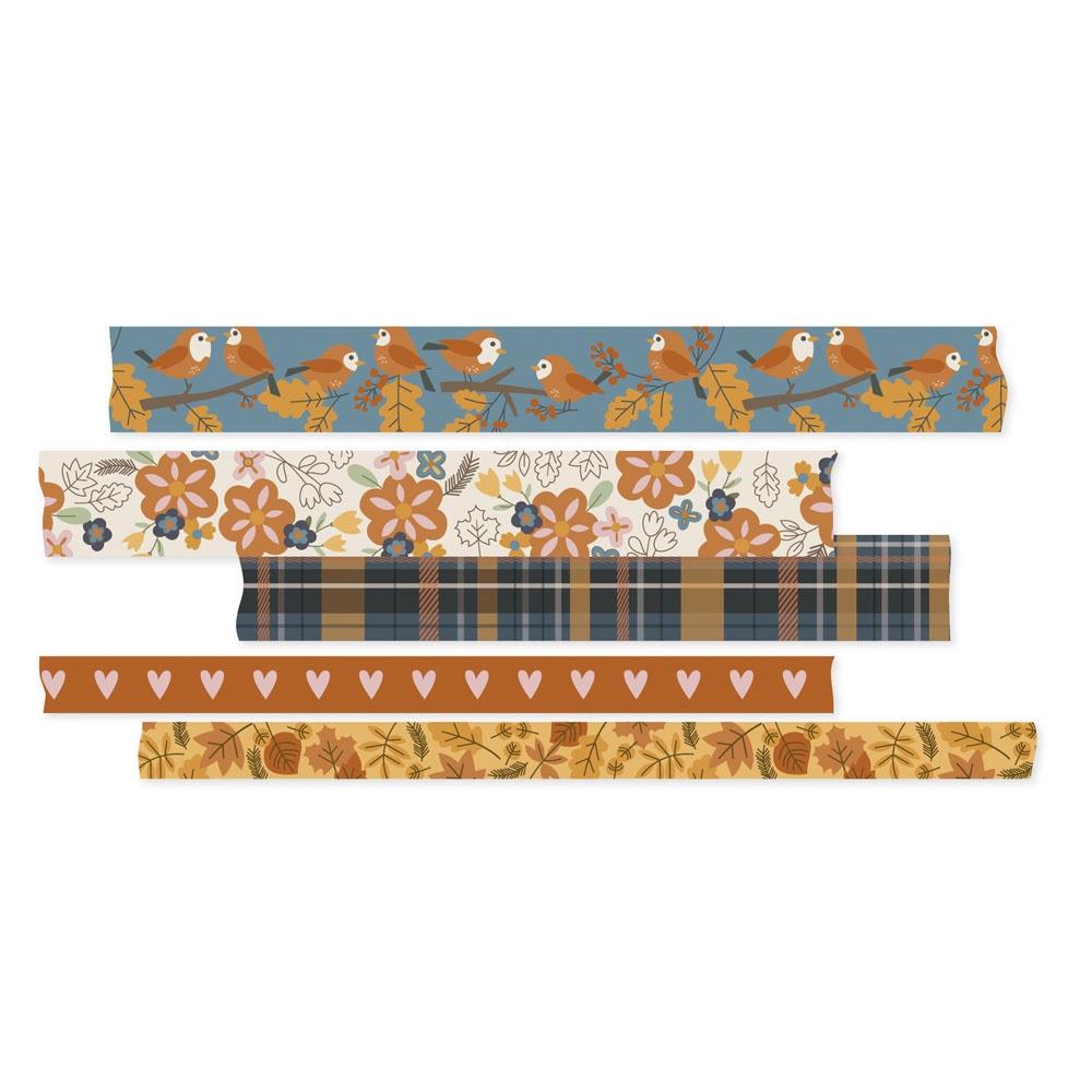 Acorn Lane Decorative Washi Tape Set - 5 Pack for Scrapbooking, Journaling, DIY Crafts & Home Decor
