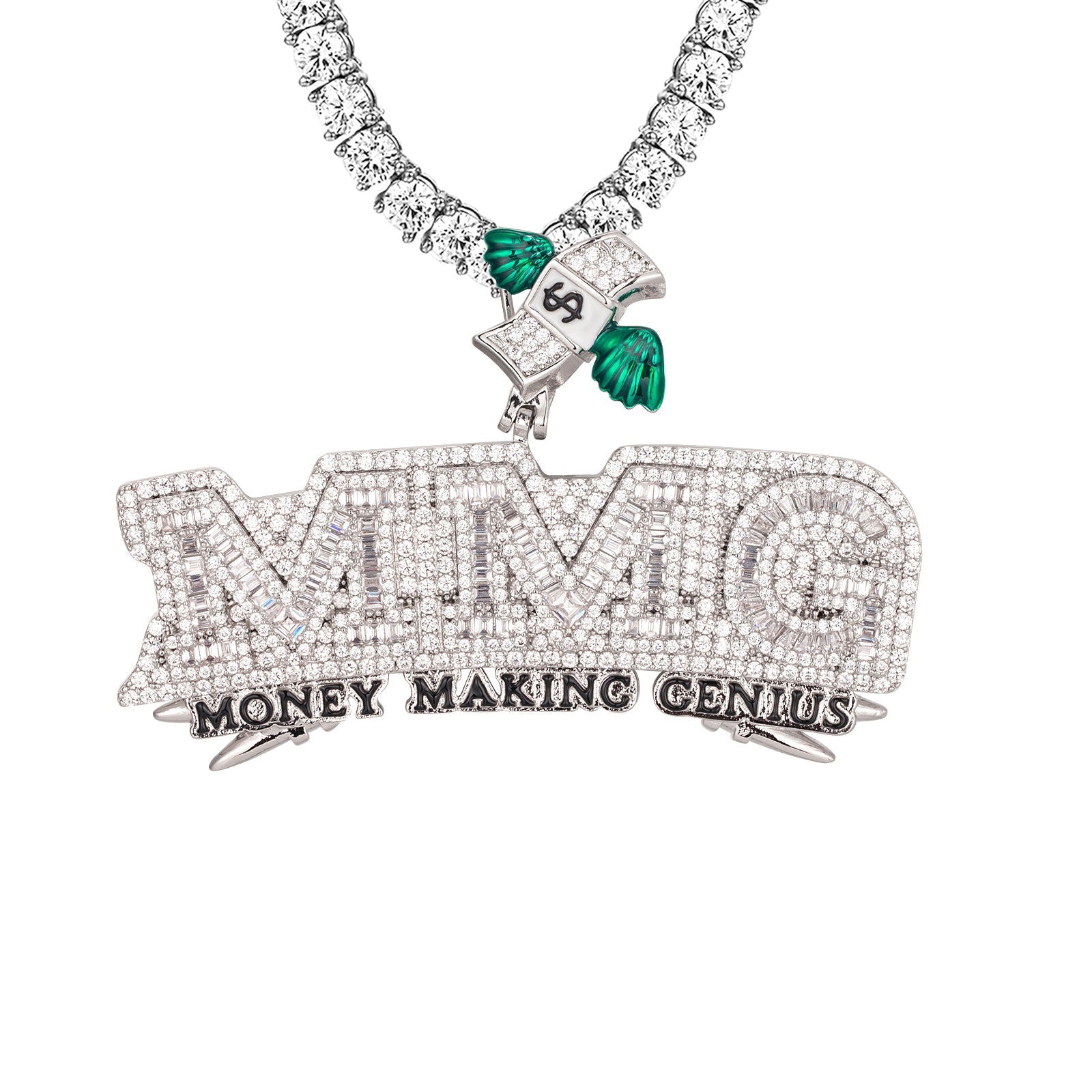 Custom Hip Hop Money Bill Pendant Necklace - Icy Bling Jewelry for Men & Women - Perfect for Rappers, Dance Performances, and Streetwear Fashion