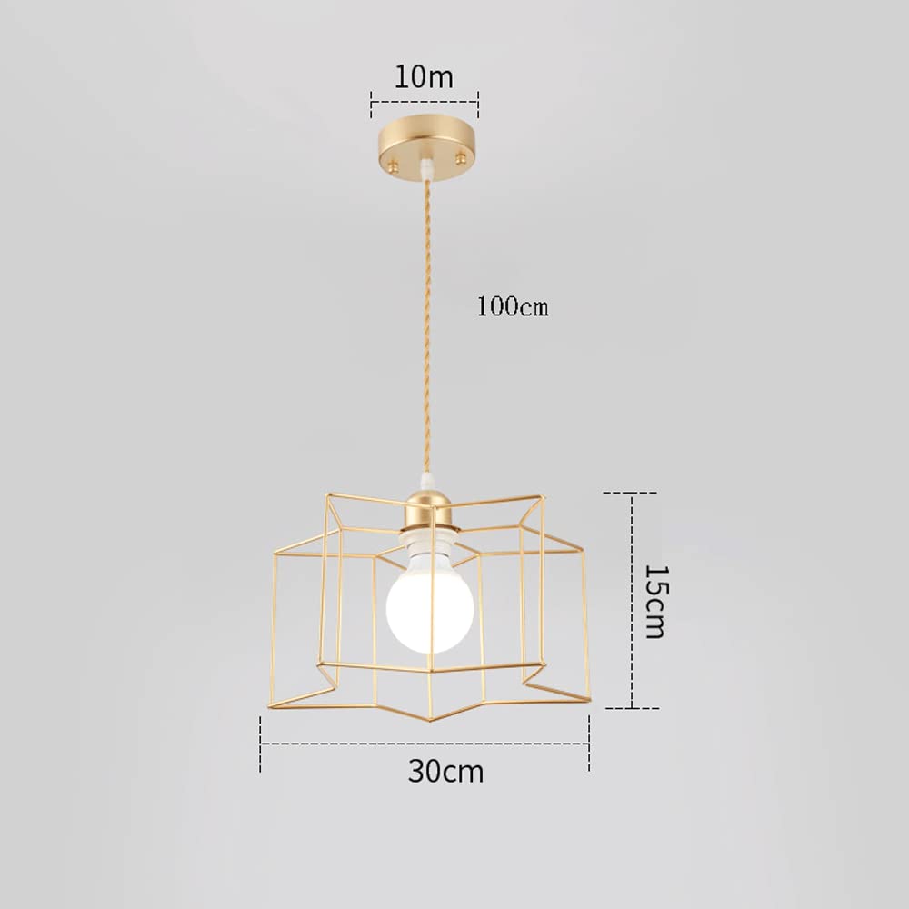 Modern Hollow Iron Ceiling Pendant Light - 5-Pointed Star Chandelier for Living Room & Dining Room - Gold Decorative Hanging Lamp | Perfect for Farmhouse, Bedroom, and Restaurant Lighting Decor