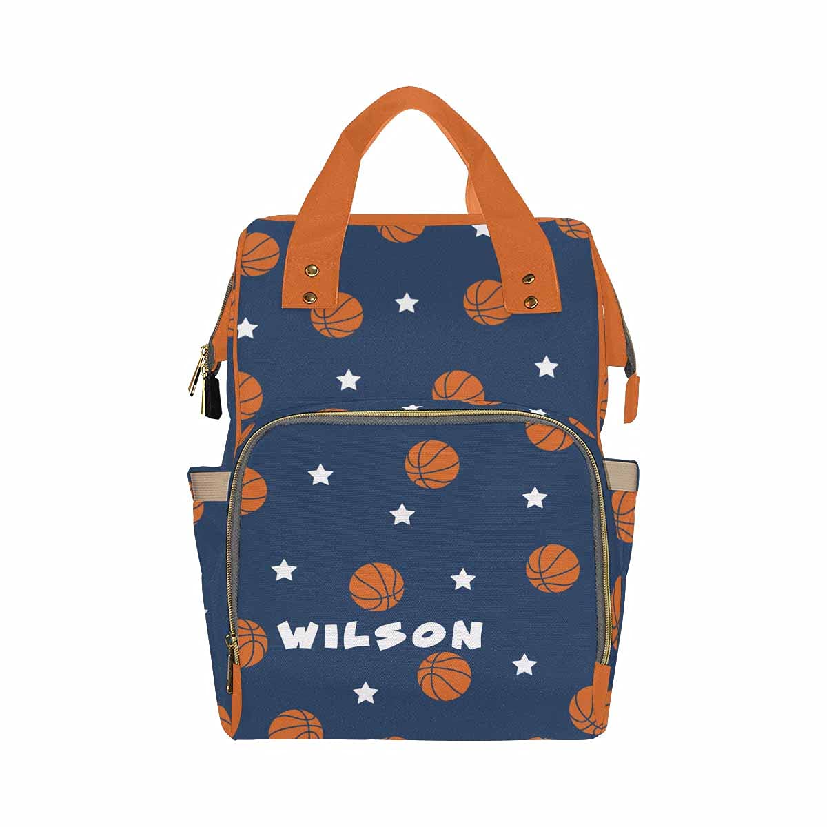 Custom Personalized Basketball Diaper Backpack with Name - Monogrammed Sports Navy Baby Diaper Bag for Boys & Girls, Waterproof Multifunctional Travel Daypack for Moms | Perfect for Gym, Travel & Parenting Gifts