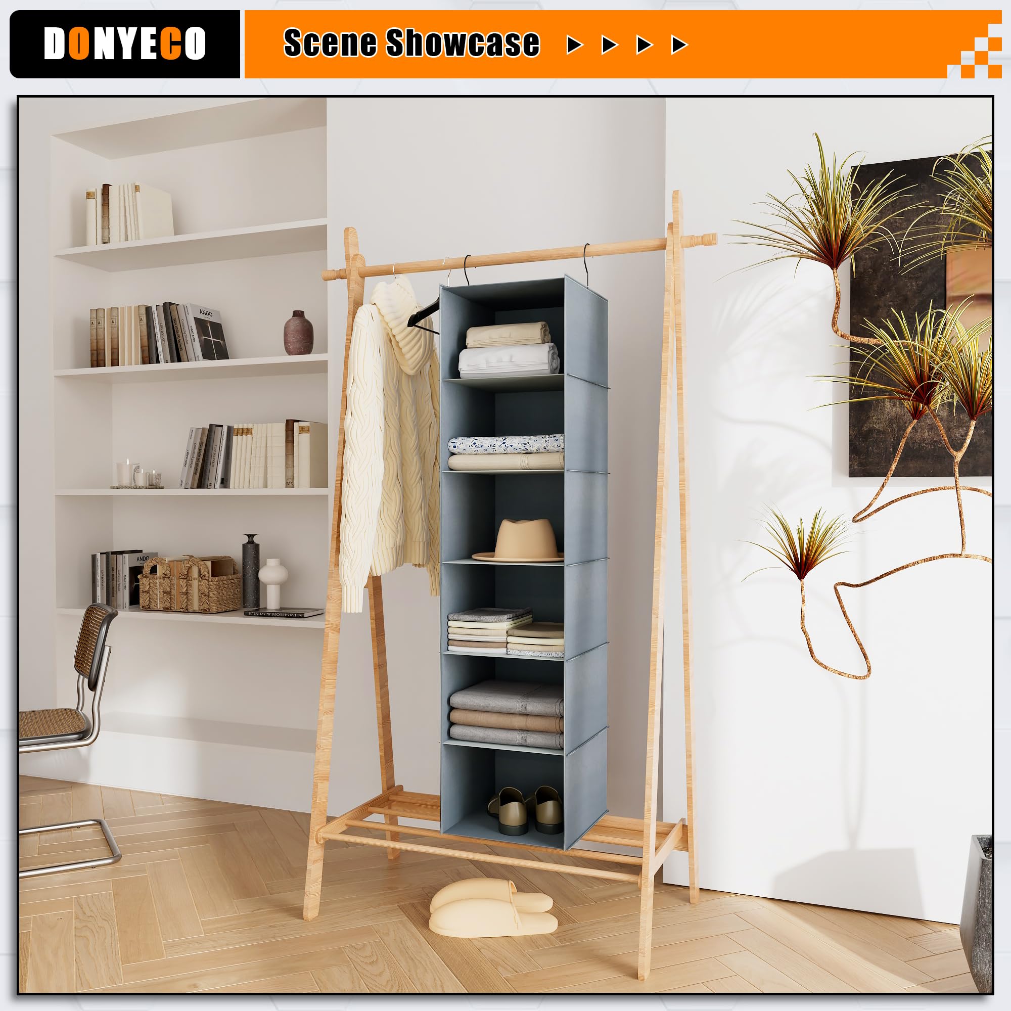 6-Shelf Hanging Closet Organizer - Space Saving Oxford Fabric Storage Solution for RV, Wardrobe, Nursery & Baby Room - Perfect for Home, Camping & Travel Organization