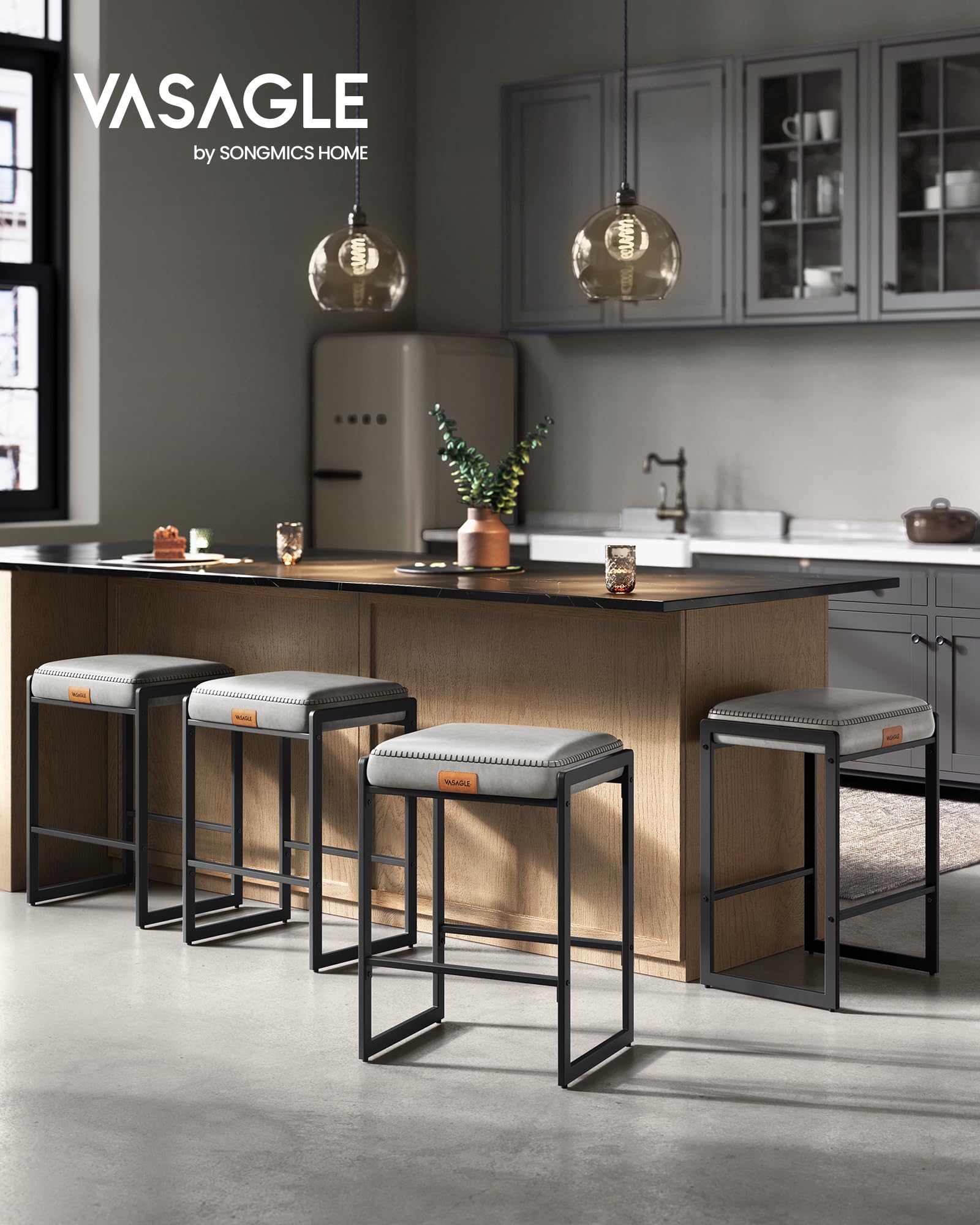 VASAGLE EKHO Collection - Set of 2 Modern Bar Stools, 26