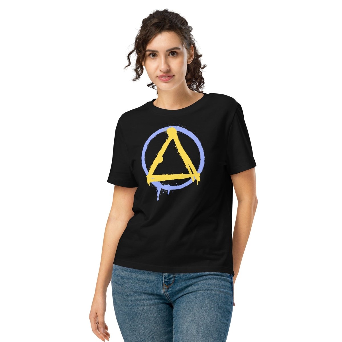 NOPE Collection Women's Graffiti Sobriety Symbol Organic Cotton T-Shirt - Perfect for Sober Living, Recovery Support & Casual Streetwear