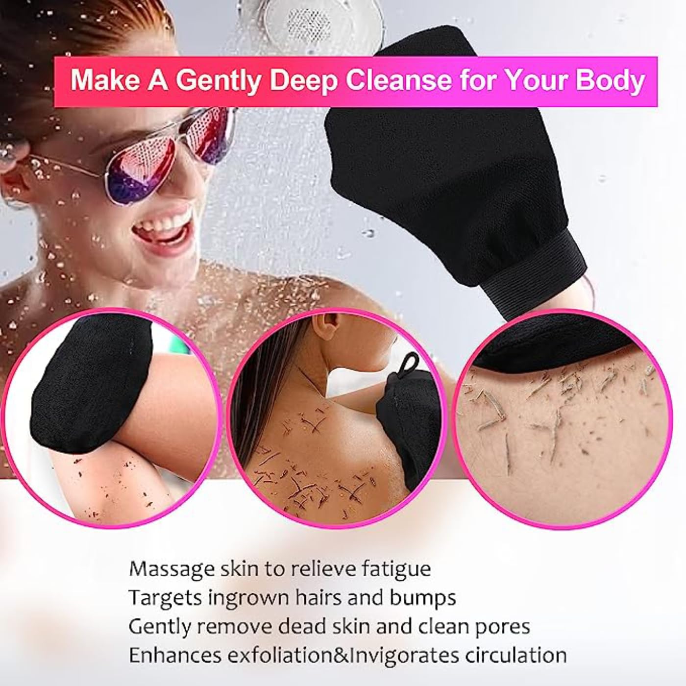 Exfoliating Glove for Body & Face - Pure Viscose Fiber Body Scrubber for Dead Skin & Tan Removal | Spa, Shower & At-Home Skincare Treatment by Jelly Enterprise