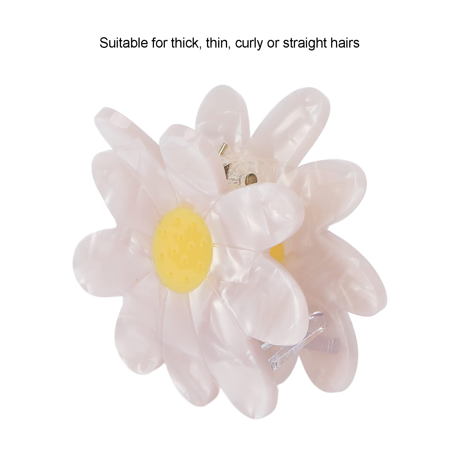 Strong Grip Flower Hair Claw Clip with Clenched Teeth - Anti-Slip Hair Clips for Women, White Daisy Design - Perfect for Daily Use, Workouts & Updos