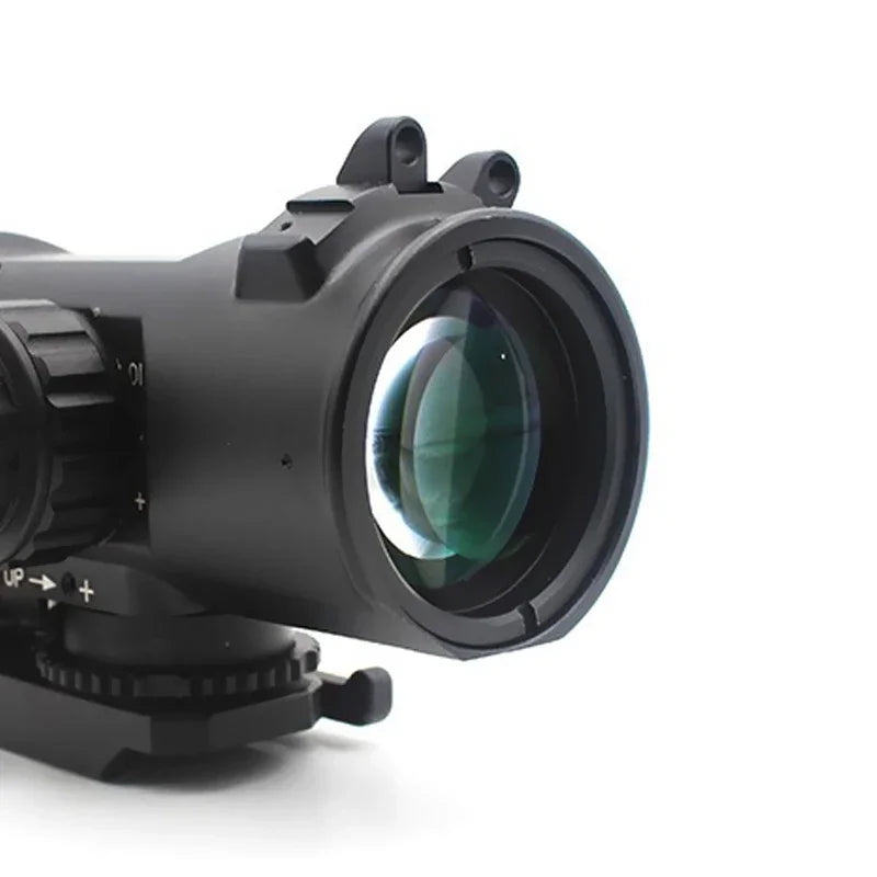 Tactical Rifle Scope 1-4x24 DR Fixed Dual Field of View with Red Illuminated Reticle - Full Markings for Airsoft, Hunting & Tactical Shooting | Perfect for Low Light Conditions & Precision Targeting