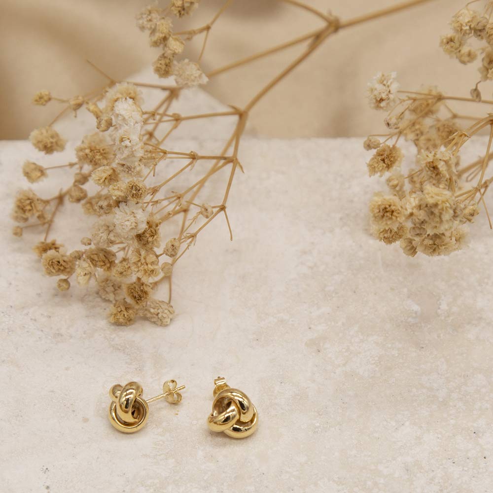 Carissima Gold 9ct Yellow Gold 9mm Triple Knot Stud Earrings for Women - Elegant Jewelry Gift for Her, Perfect for Weddings, Anniversaries & Special Occasions