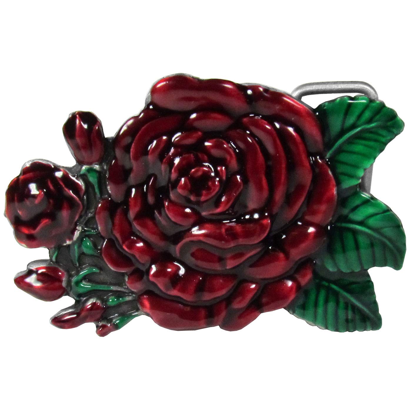Vintage Rose Enamel Belt Buckle - Free Form Floral Design for Western, Gothic & Steampunk Fashion Accessories | Perfect for Jeans, Jackets & Costume Jewelry