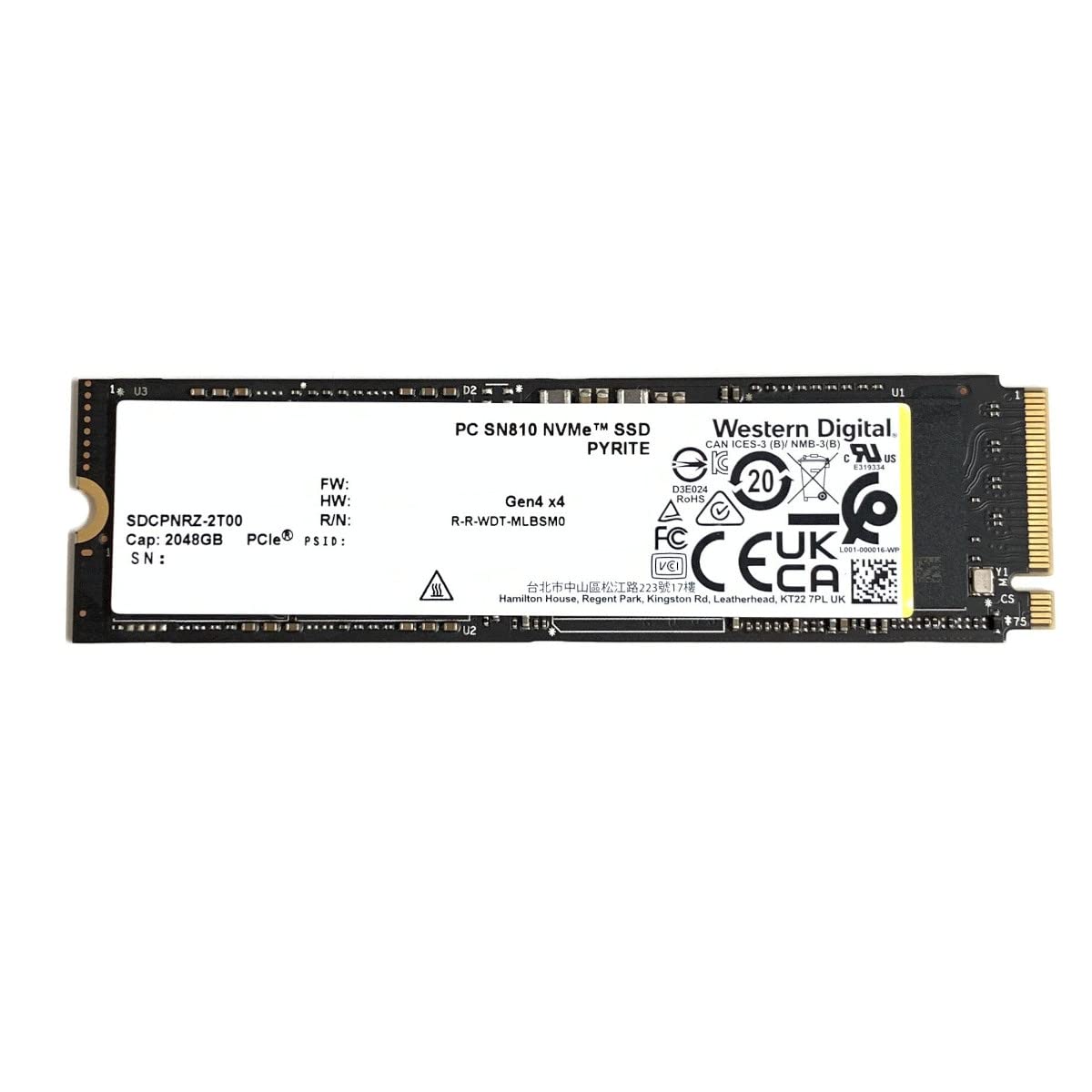Western Digital 2TB SSD SN810 PCIe 4.0 NVMe M.2 2280 Internal Solid State Drive - High Speed Storage for Gaming PC, PS5, Laptops (Dell, HP, Lenovo) & Ultrabooks - Perfect for Gaming, Video Editing & Fast Boot Times