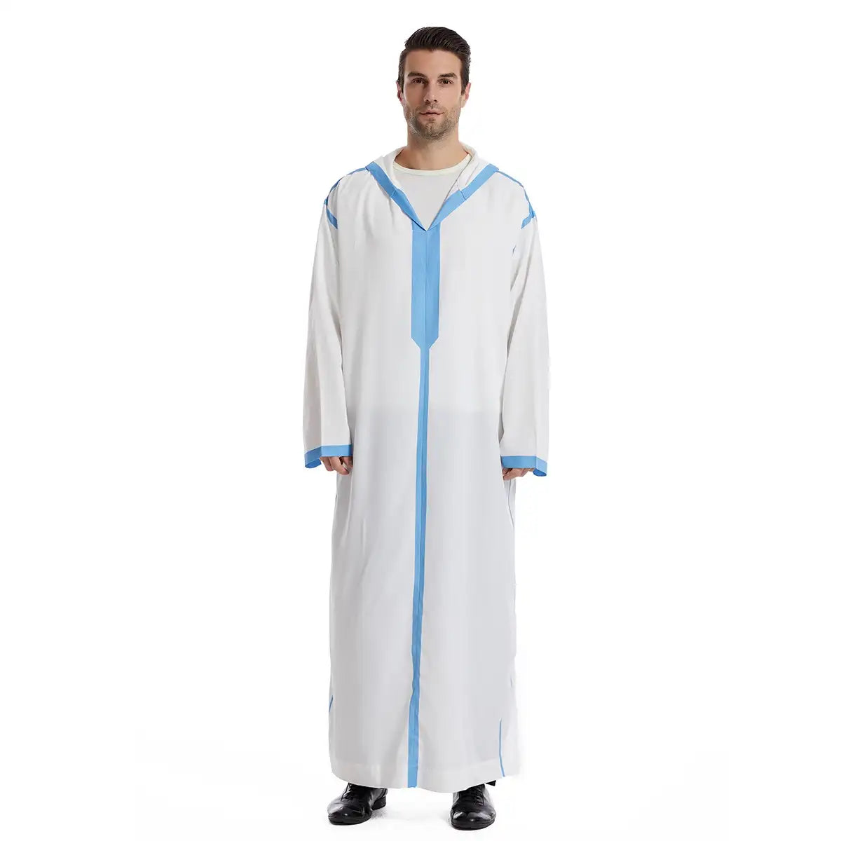 Premium Middle Eastern Arab Men's Hooded Thobe - Traditional Islamic Long Robe for Prayer, Eid & Special Occasions