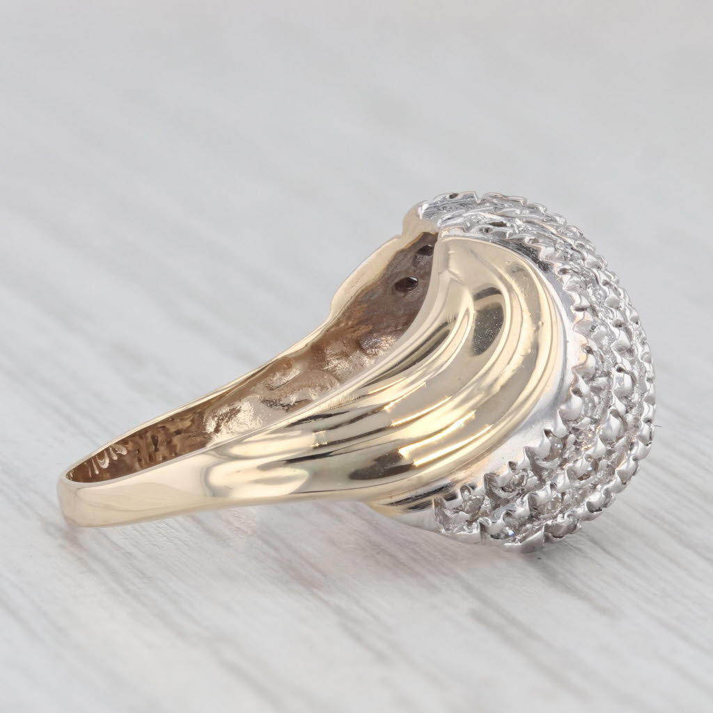 0.47ctw Scalloped Diamond Ring - 10k Yellow & White Gold - Size 7.25 - Elegant Wedding Band, Anniversary Gift for Her, Perfect for Special Occasions & Everyday Wear