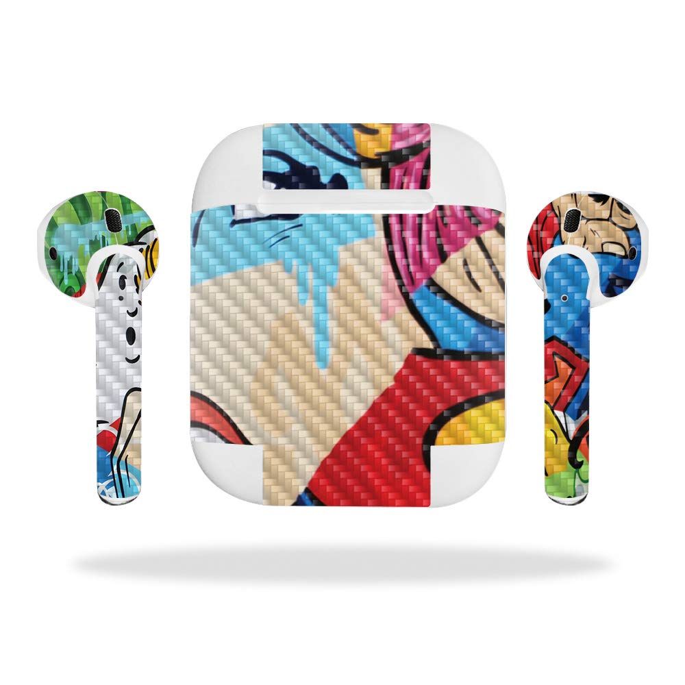 Premium Carbon Fiber Skin for Apple AirPods - Cartoon Mania Design | Protective & Durable Textured Cover | Easy to Apply & Remove | Made in USA | Perfect for Daily Use, Travel & Style Protection